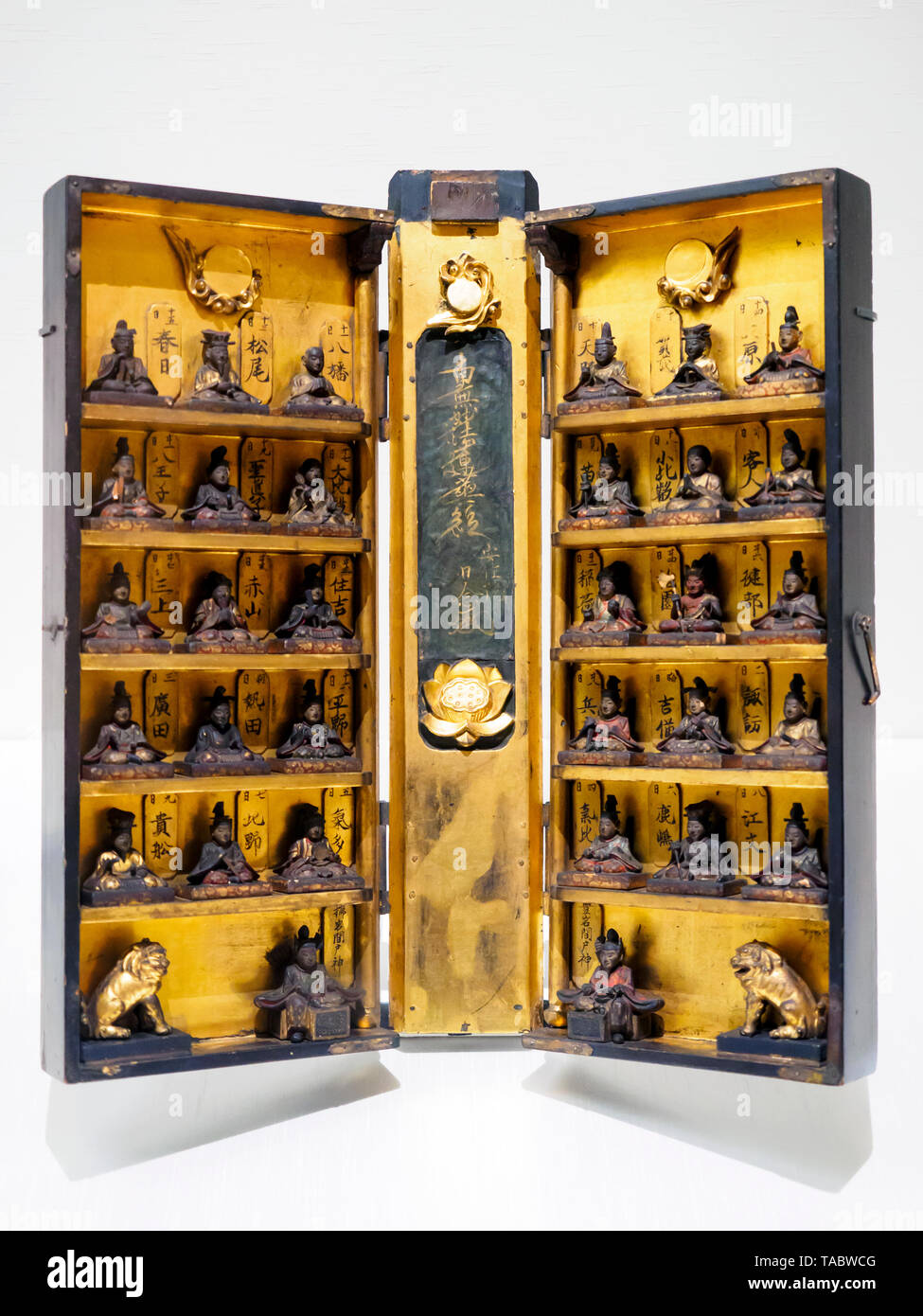 Portable shrine with 30 kami deities Stock Photo