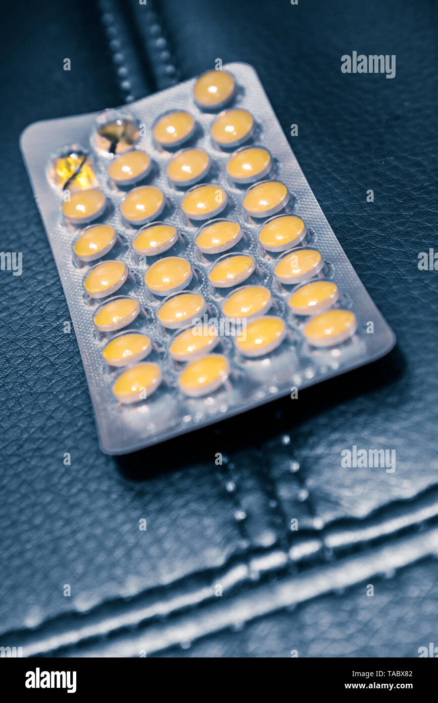 Download Yellow Coated Tablet In Blister Pack Stock Photo Alamy PSD Mockup Templates