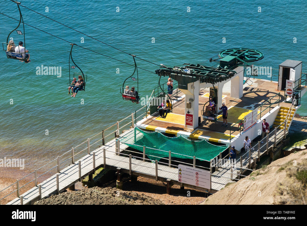 Needles Chairlift & looking towards The Needles Rocks and Lighthouse