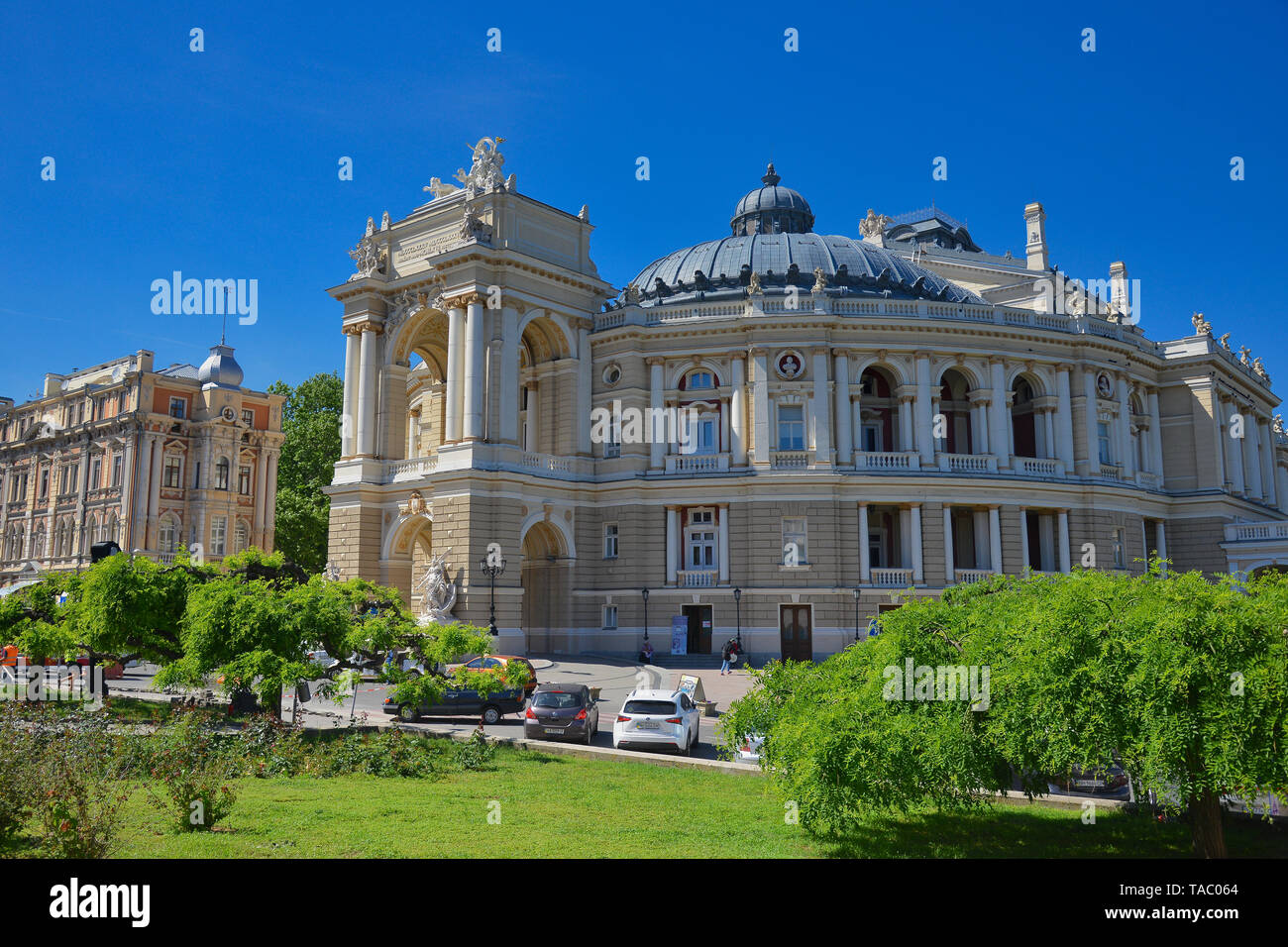 Beautiful Odessa / Ukraine. Famous opera house in summer time. Stock Photo