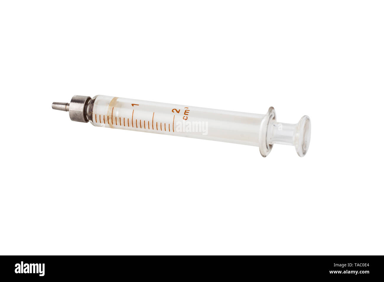 Glass Medical Syringe isolated on white background Stock Photo