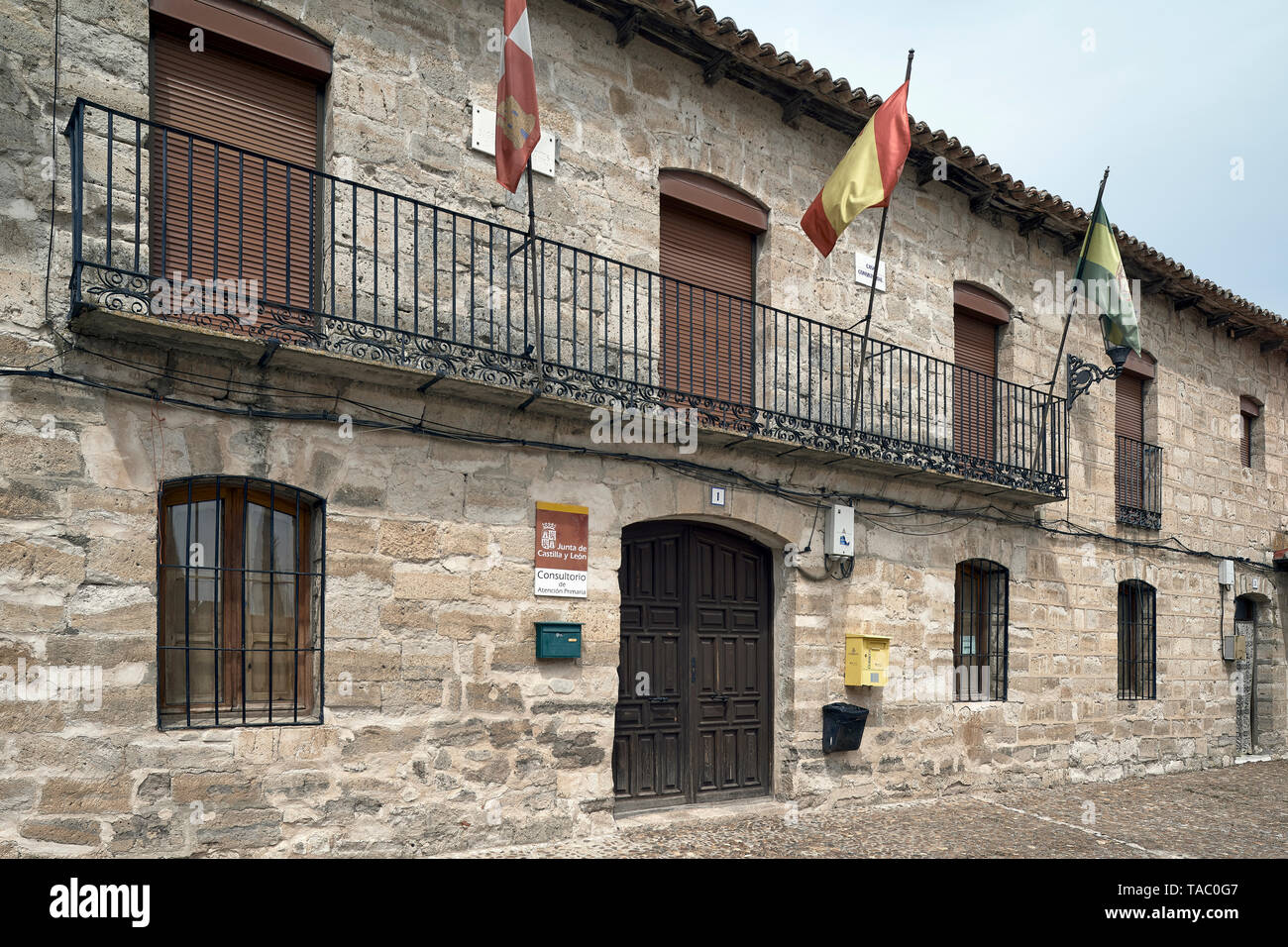 Town hall of Wamba, locality and Spanish municipality located in the region of Montes Torozos, in the province of Valladolid, Castilla y Leon, Spain Stock Photo