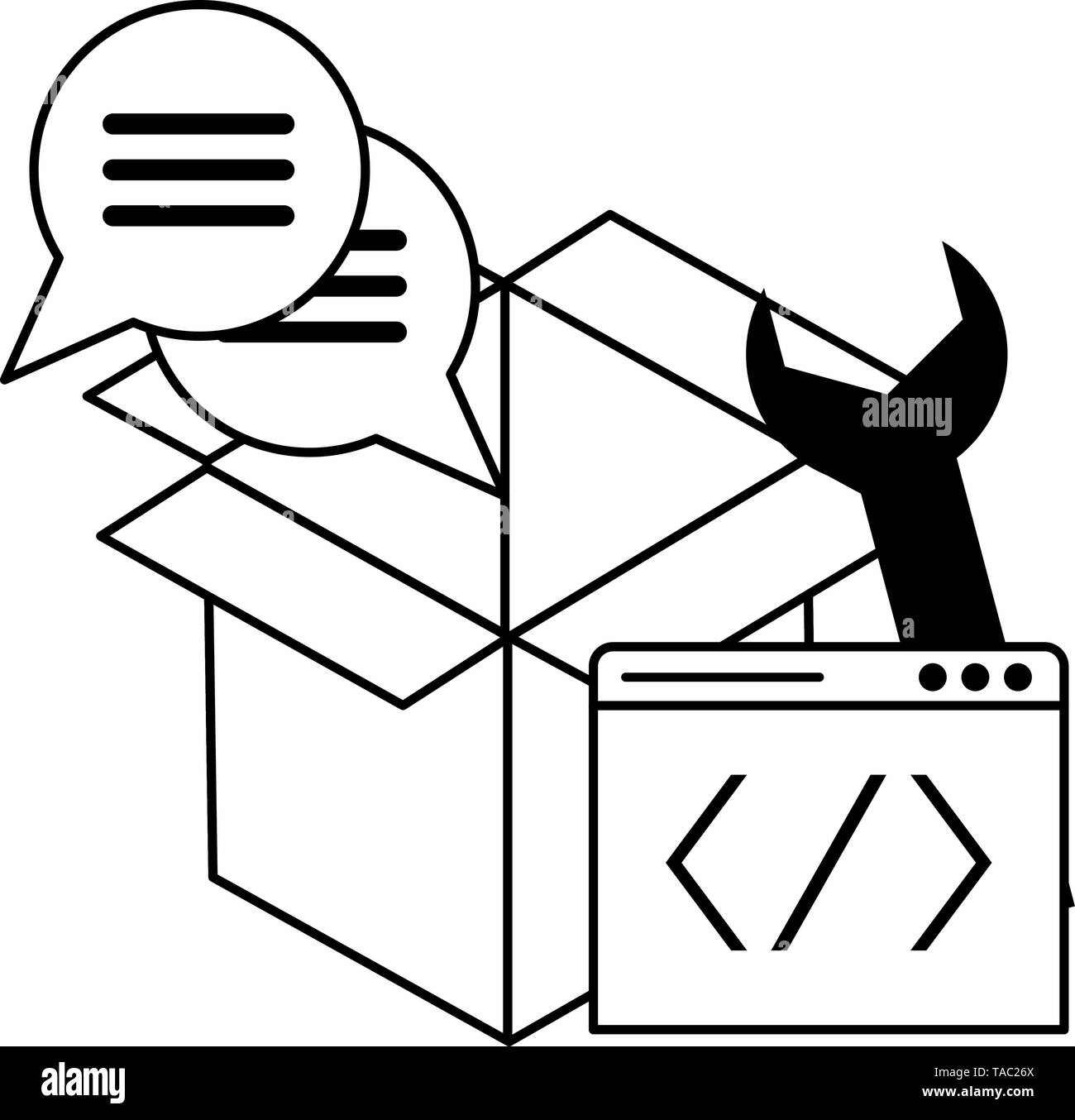 Software programming code symbols in black and white Stock Vector Image ...