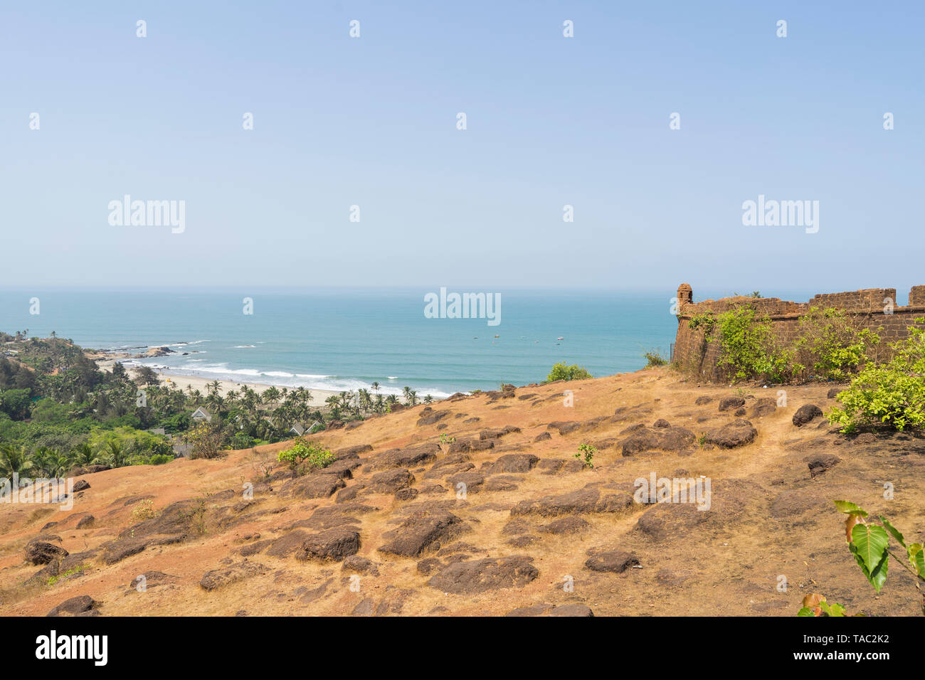 Anjuna, Goa / India - 04 03 2019, Chapora Fort in the northern Goa, India. Old ruins on top of hill. Stock Photo