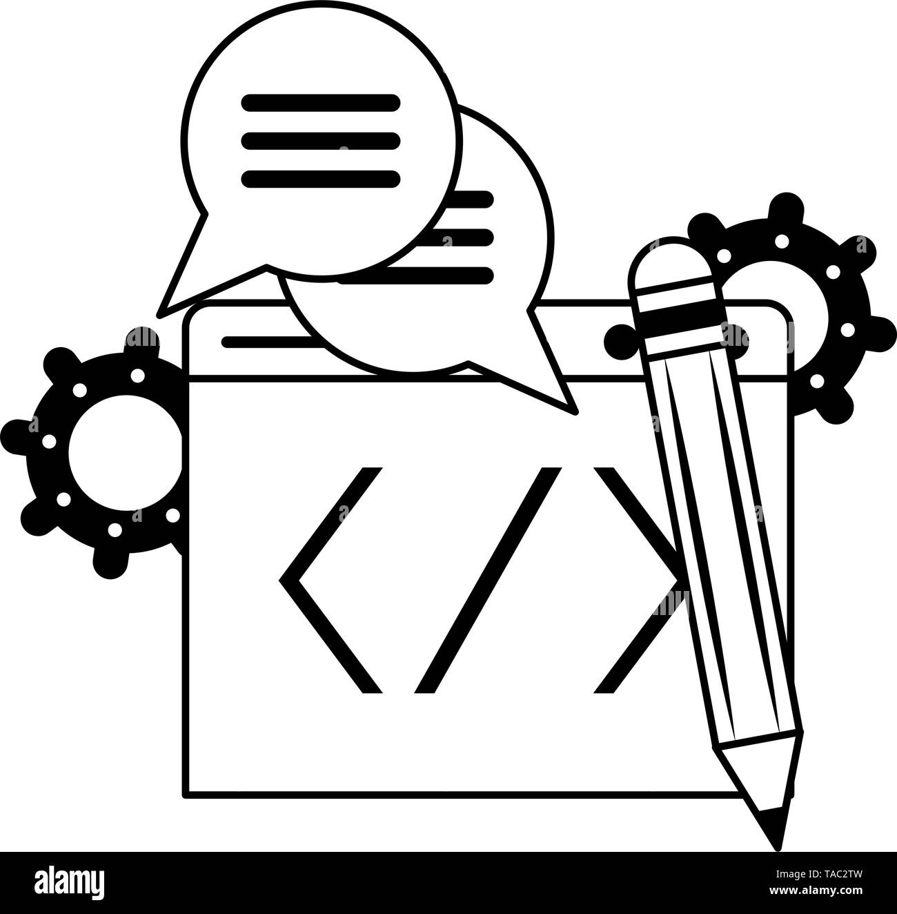 Software programming code symbols in black and white Stock Vector Image ...