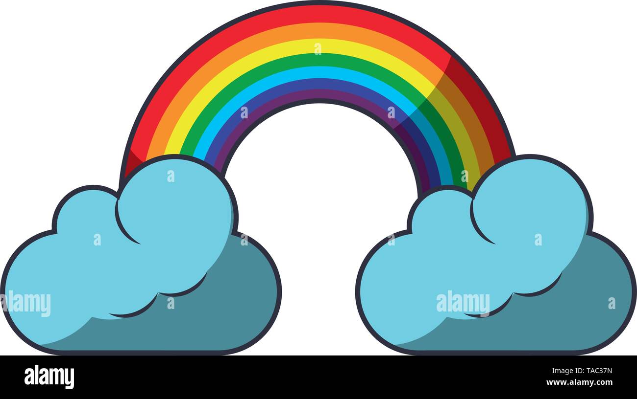 Clouds with rainbow cartoon isolated Stock Vector Image & Art - Alamy