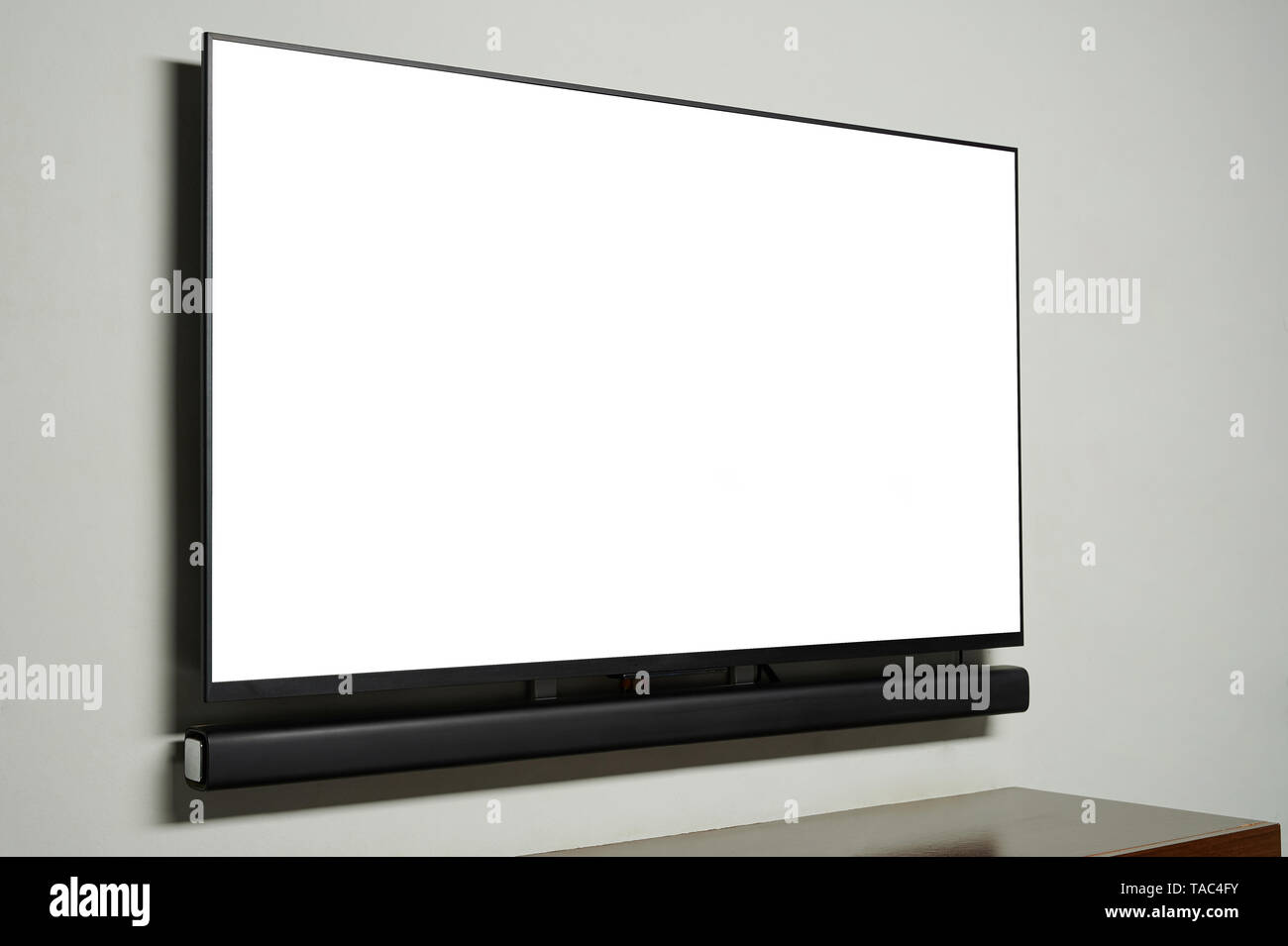 Falt tv hang on wall side view close up view Stock Photo Alamy