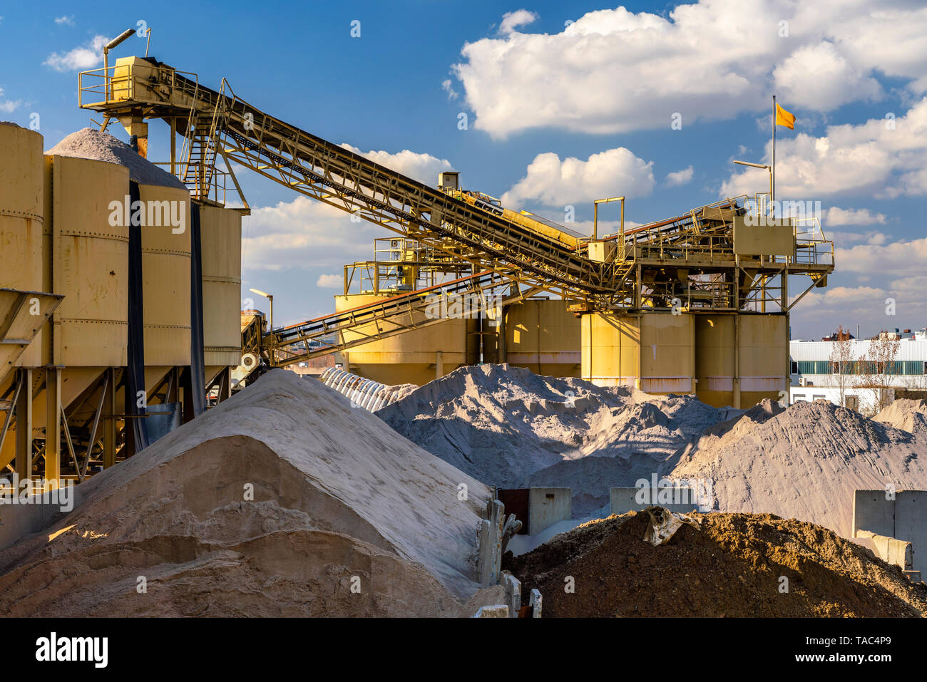 Germany, Stuttgart, gravel pit with silos Stock Photo