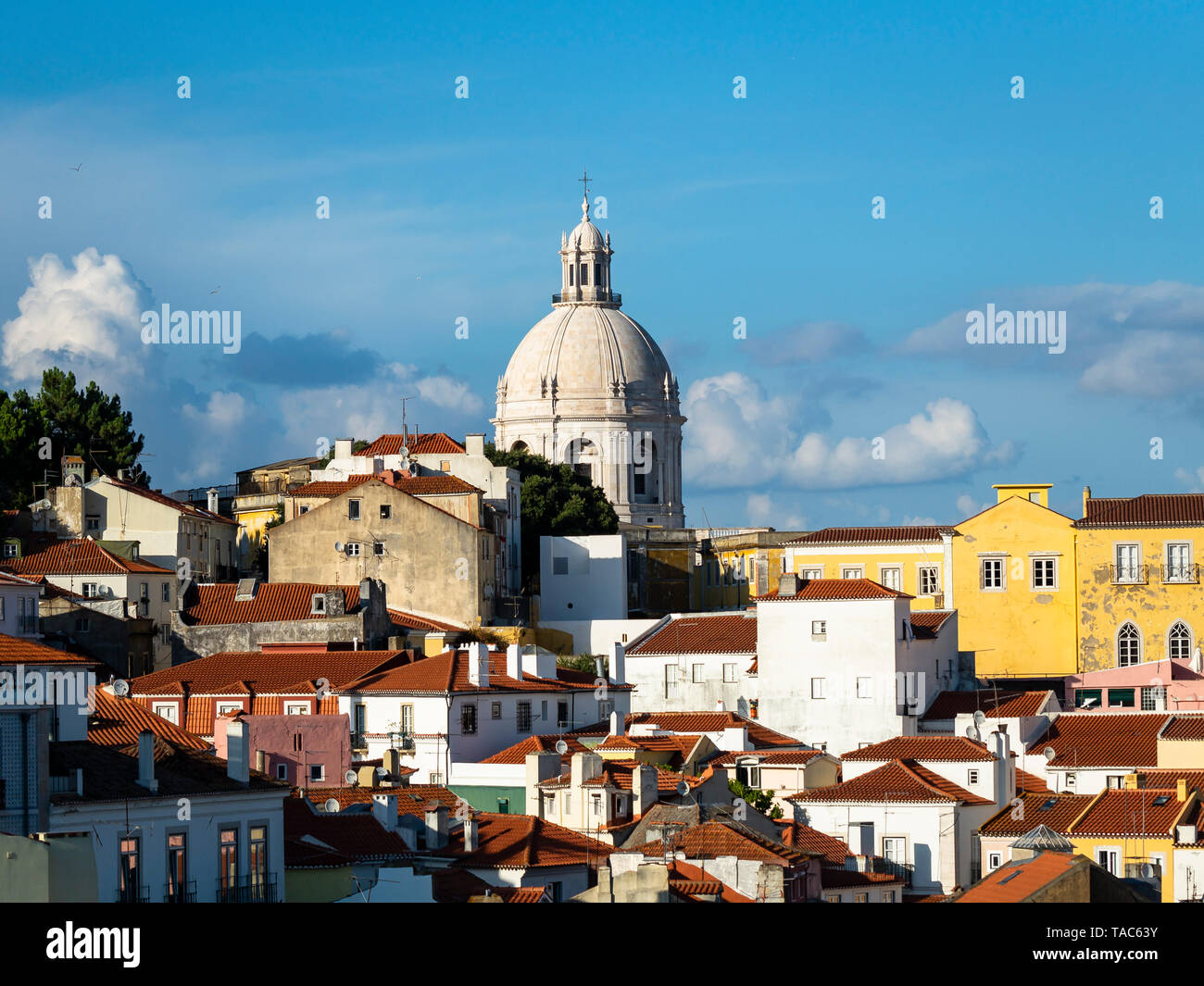 Portugal, Lisbon, Alfama, View from Miradouro de Santa Luzia over district, National Pantheon Stock Photo