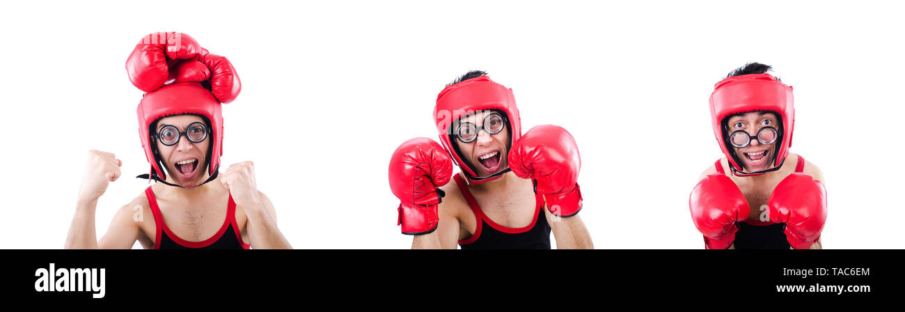 Funny boxer isolated on the white background Stock Photo - Alamy