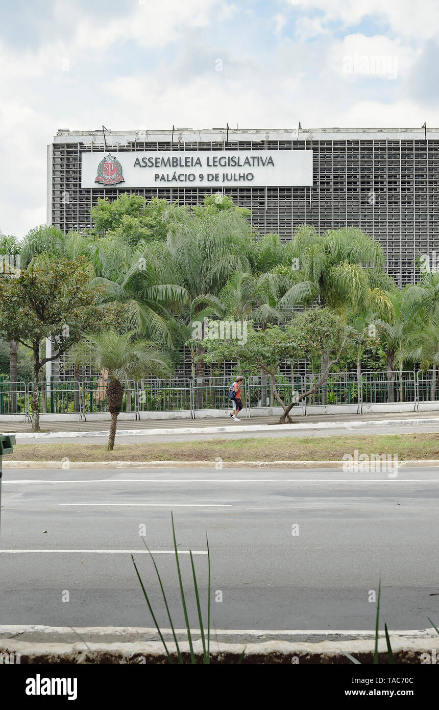 Sao Paulo SP, Brazil - March 02, 2019: Building of ALESP, Assembleia Legislativa do Estado de Sao Paulo (Legislative Assembly) at Ibirapuera park. Stock Photo