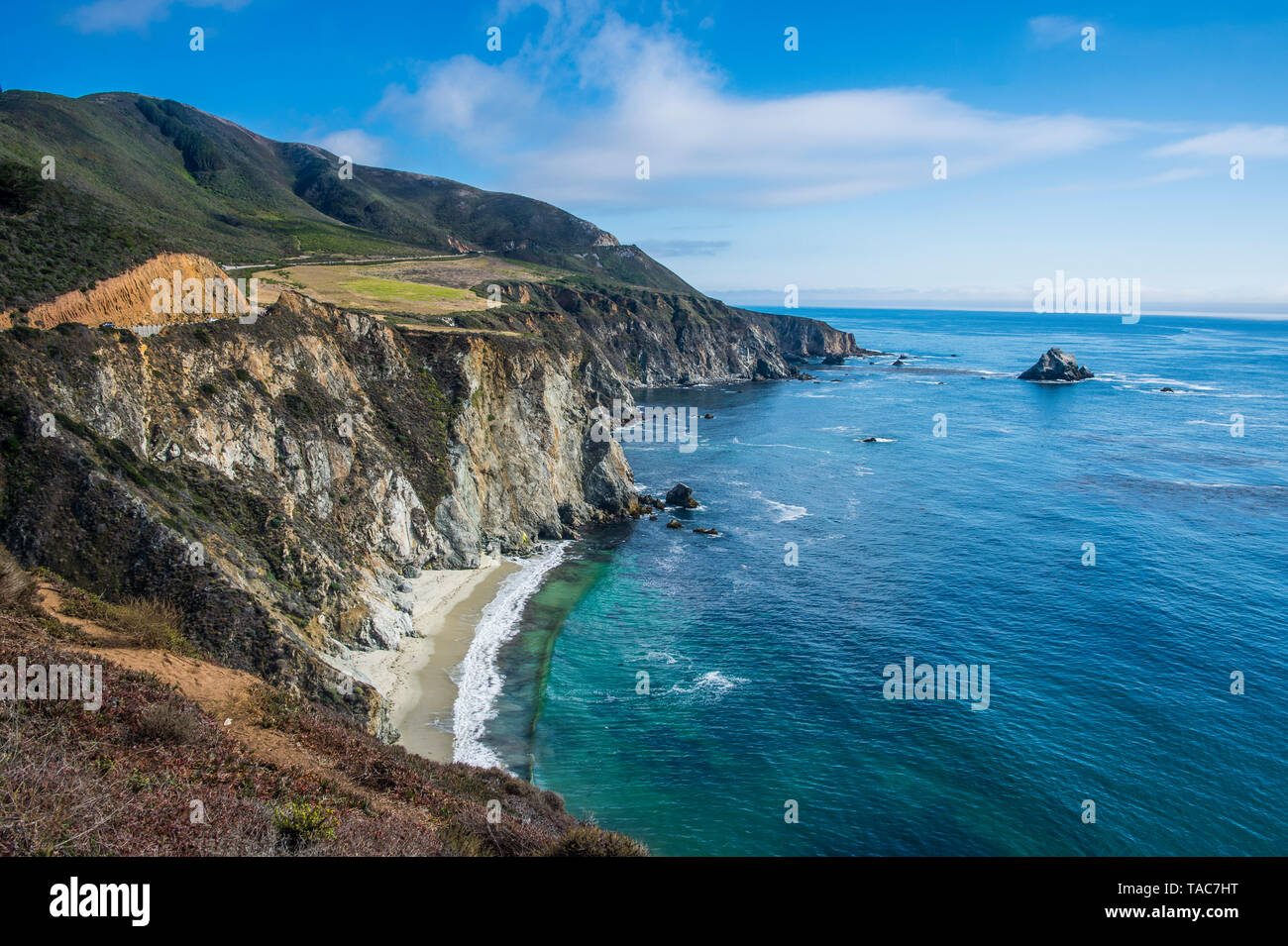 USA, California, the rocky coast of the Big Sur near Bixby Bridge Stock Photo