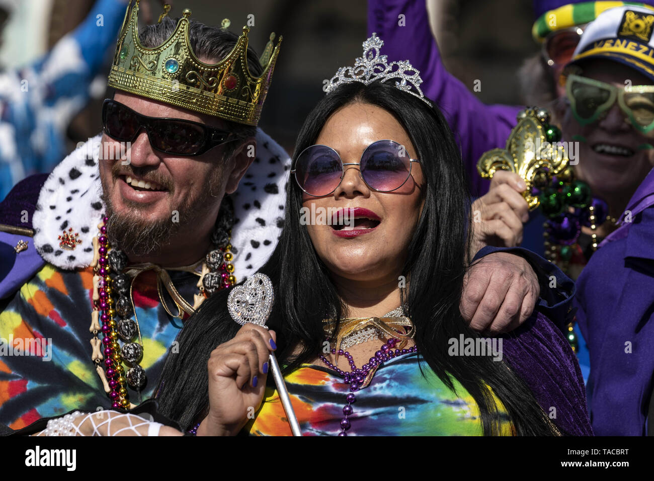 Los Angeles, USA. 23rd Feb, 2019. Participants are seen during the parade in Los Angeles.Mardi Gras also known as Fat Tuesday is a cultural Carnival that is celebrated throughout Latin America and in some places in the U.S. most famously in New Orleans. Credit: Ronen Tivony/SOPA Images/ZUMA Wire/Alamy Live News Stock Photo