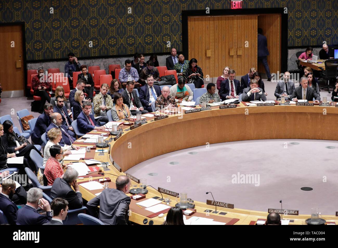 United Nations, New York, USA, May 23, 2019 - Retno Lestari Priansari Marsudi, Minister for Foreign Affairs of the Republic of Indonesia and President of the Security Council for the month of May, chairs the Security Council debate on protection of civilians in armed conflict today at the UN Headquarters in New York. Photo: Luiz Rampelotto/EuropaNewswire PHOTO CREDIT MANDATORY. | usage worldwide Stock Photo