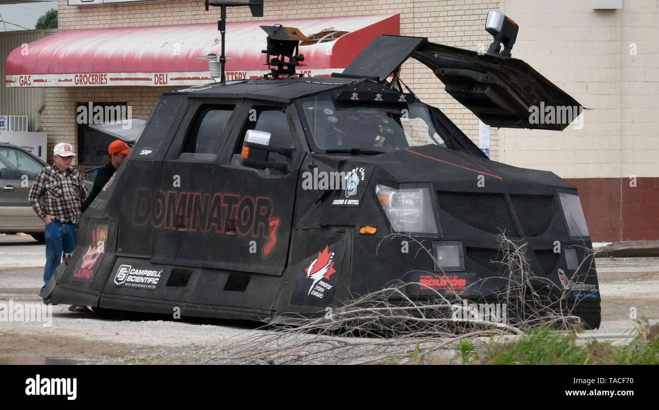 AccuWeather Meteorologist Reed Timmer with his Dominator3 tornado