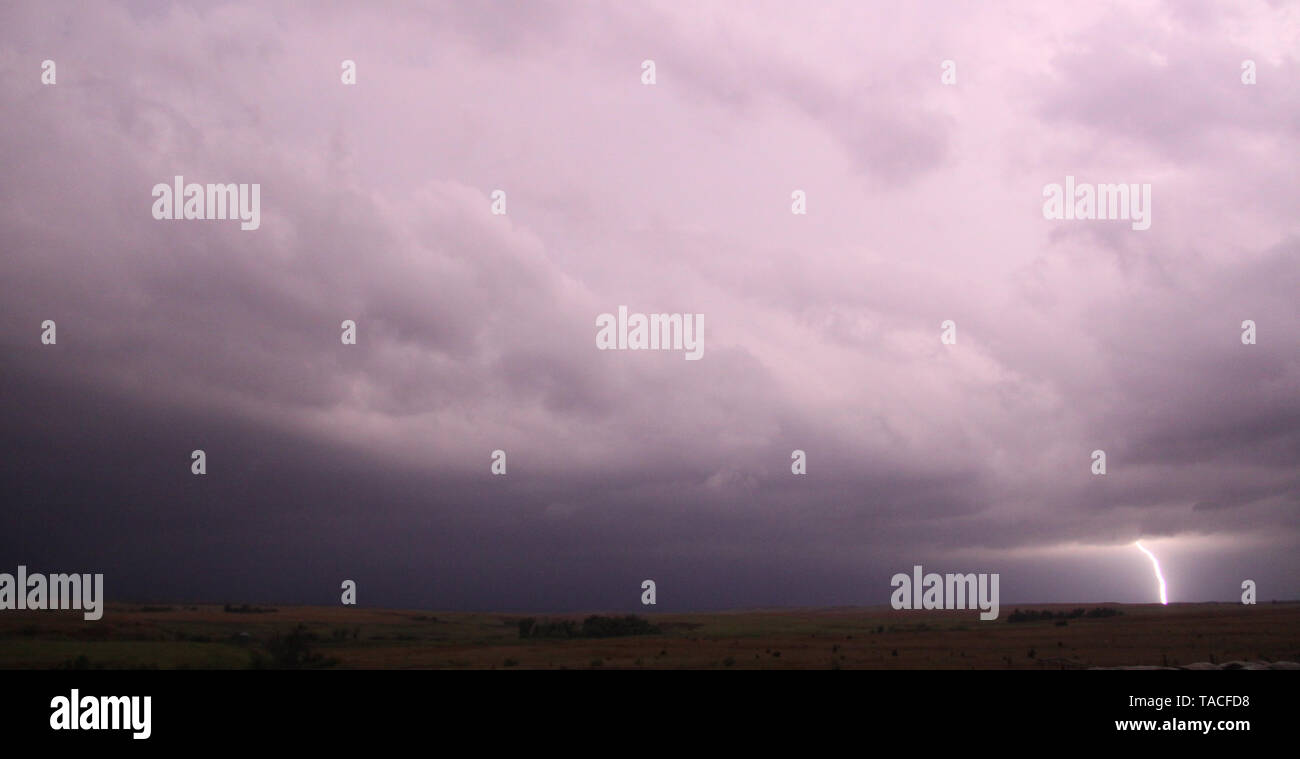 Tornado warn storm cell crossing pass the town of Laverne Oklahoma