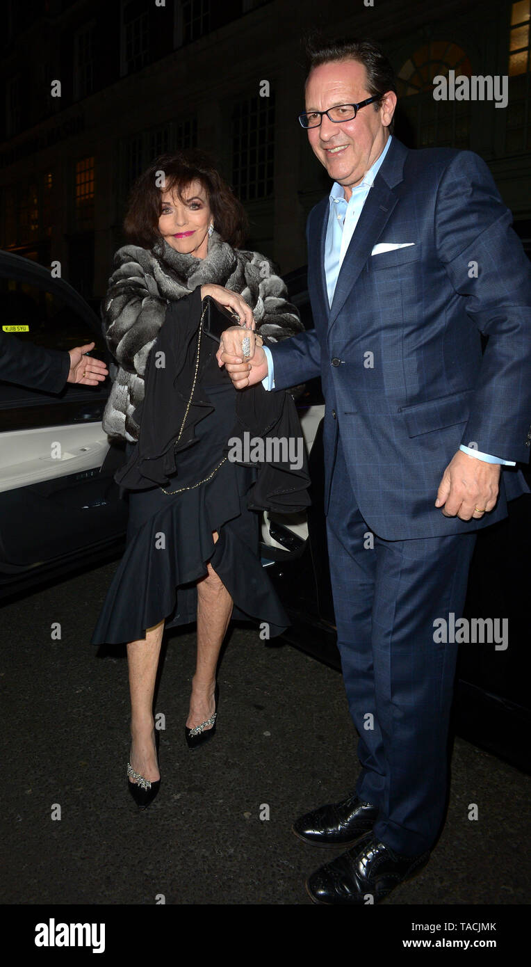 Joan Collins and Percy Gibson spotted arriving at Tramp's 50 year anniversary party in Mayfair, London. MAY 23rd 2019. credit: Matrix/MediaPunch ***FOR USA ONLY*** Stock Photo