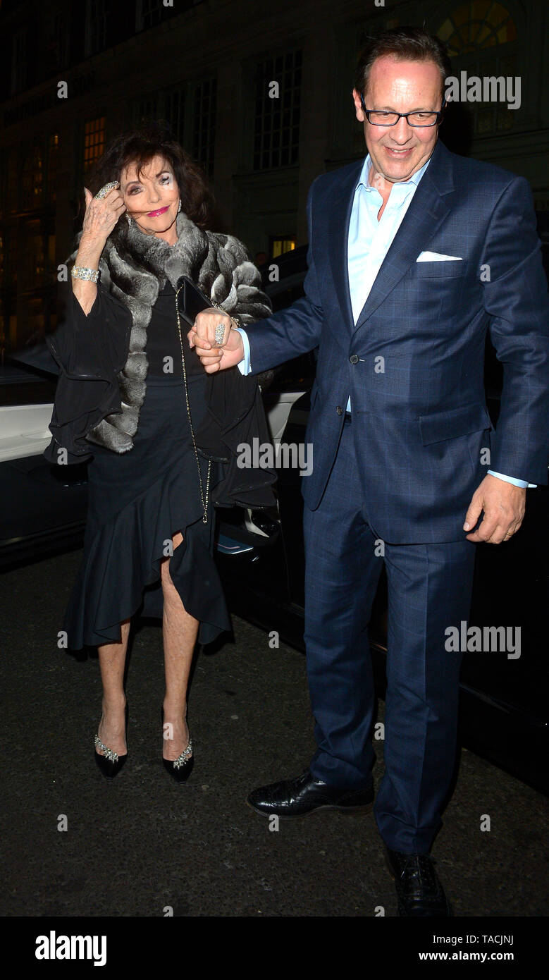 Joan Collins and Percy Gibson spotted arriving at Tramp's 50 year anniversary party in Mayfair, London. MAY 23rd 2019. credit: Matrix/MediaPunch ***FOR USA ONLY*** Stock Photo