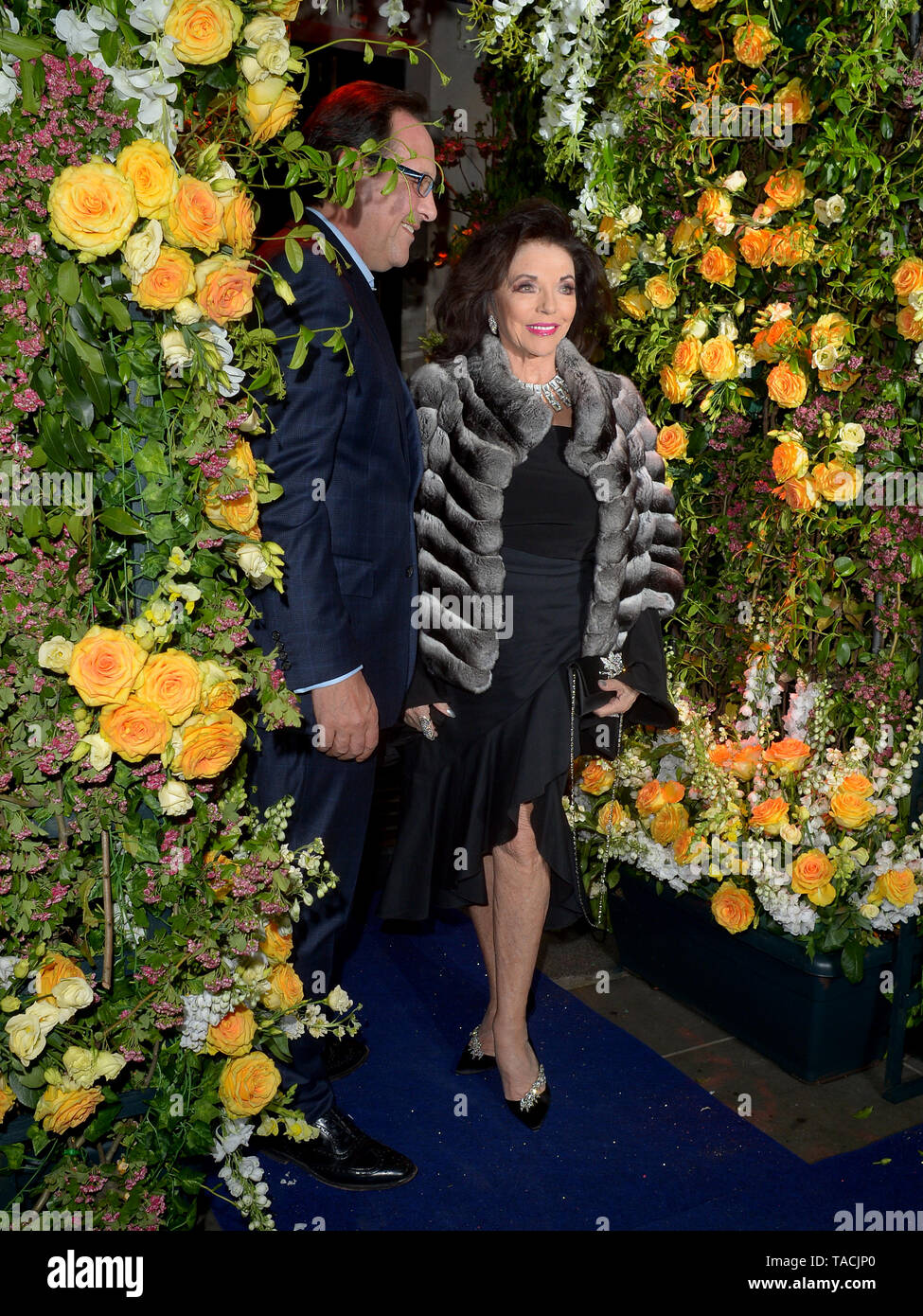 Joan Collins and Percy Gibson spotted arriving at Tramp's 50 year anniversary party in Mayfair, London. MAY 23rd 2019. credit: Matrix/MediaPunch ***FOR USA ONLY*** Stock Photo