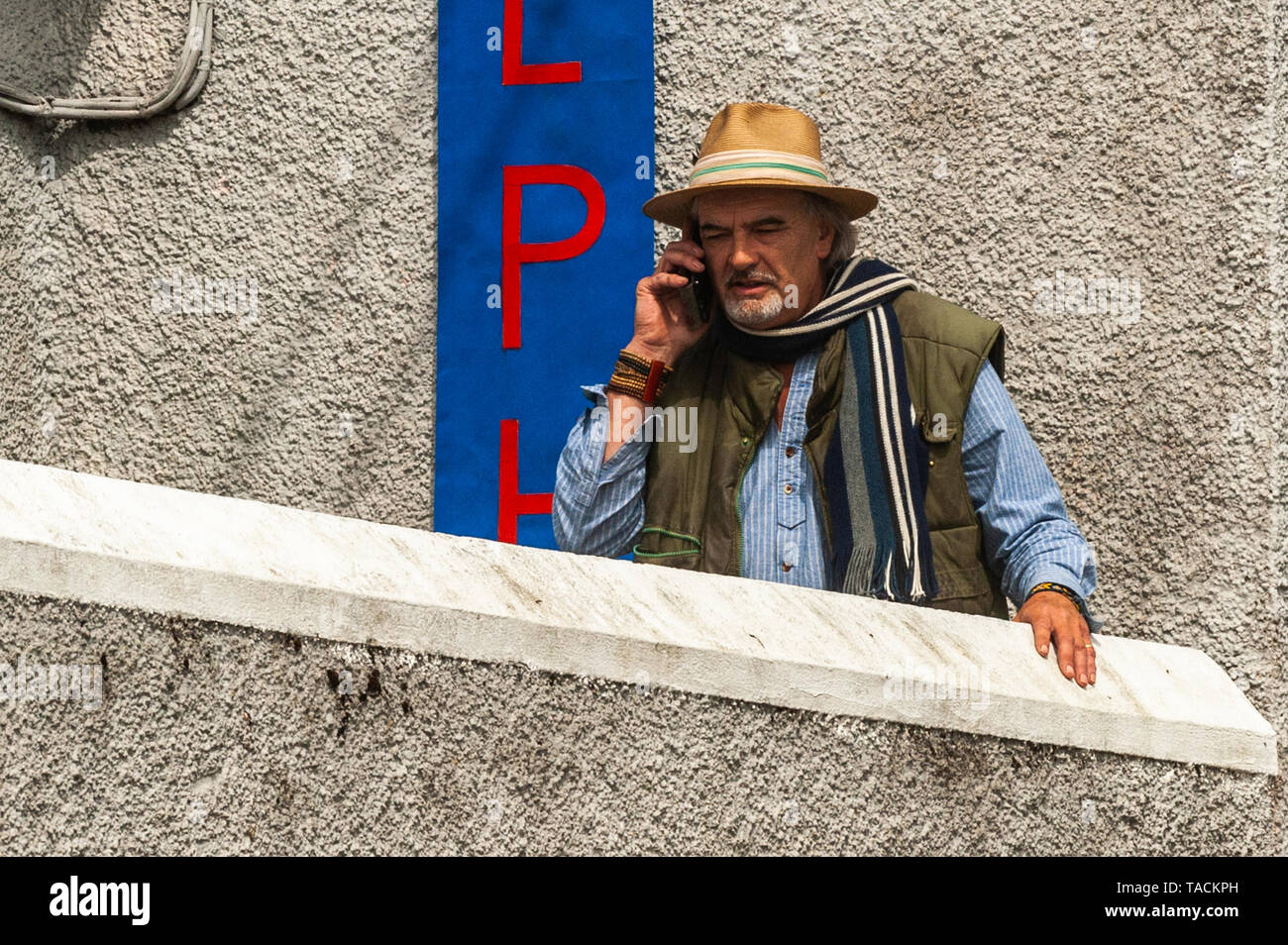 Schull, West Cork, Ireland. 24th May, 2019.  Ian Bailey, the man who is going on trial in France on Monday for the alleged murder of Sophie Toscan Du Plantier, was seen in Schull today. He has been attending Fastnet Film Festival events over the last couple of days. Credit: AG News/Alamy Live News. Stock Photo