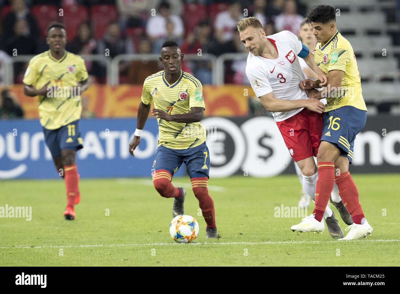 19 Fifa U World Cup Poland Vs Columbia On May 23 19 In Lodz Poland Ivan Dario Angulo Cortes Tymoteusz Puchacz Brayan Emanuel Vera Ramirez Stock Photo Alamy