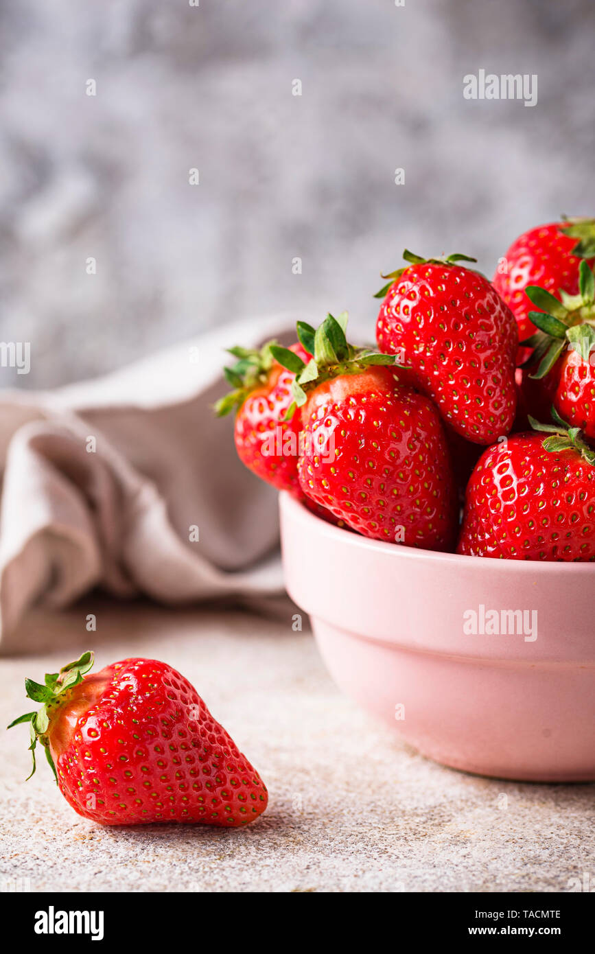 Bowl of sweet fresh strawberry Stock Photo