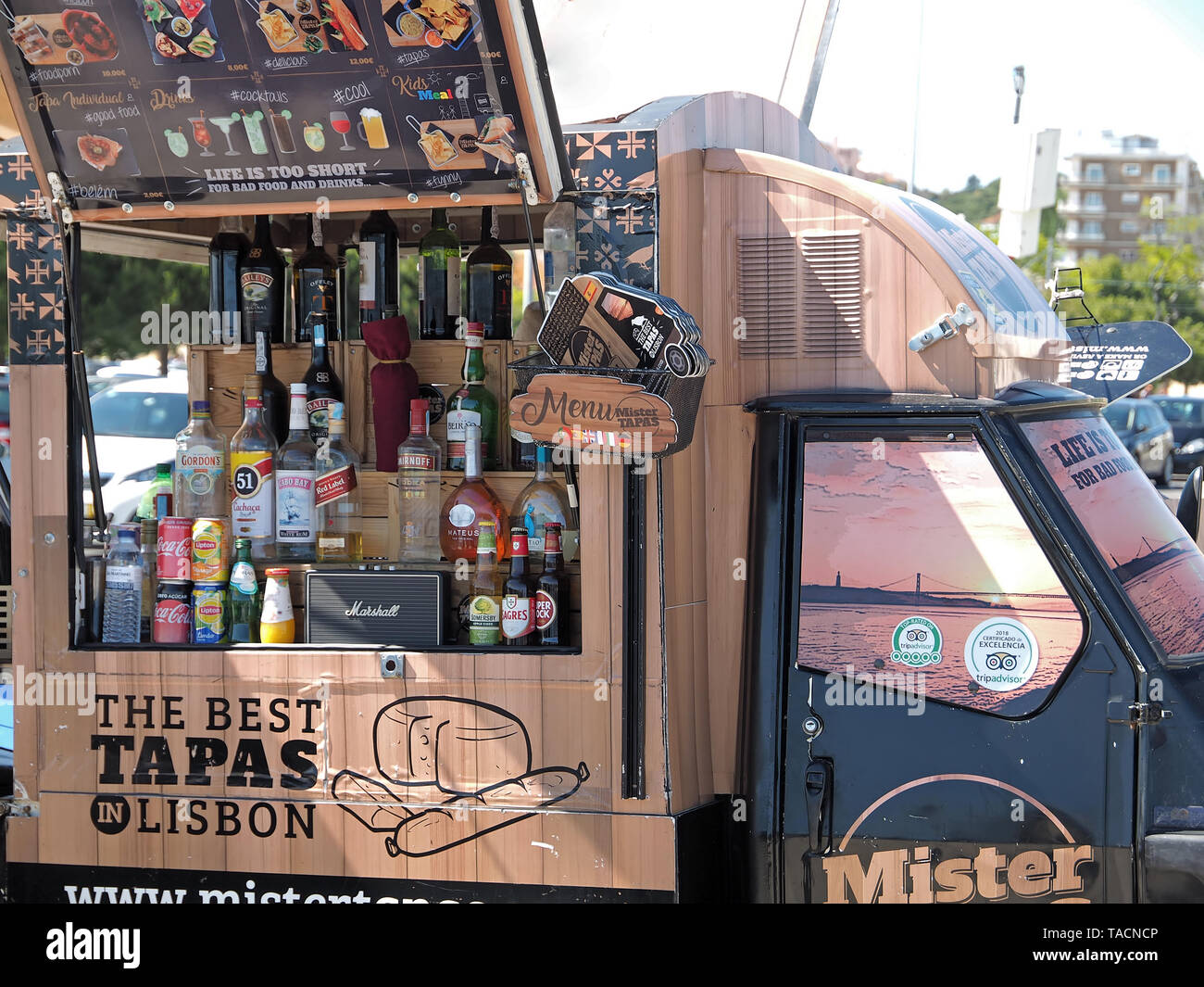Food Truck With Tapas And Drinks In Lisbon In Portugal Stock Photo Alamy