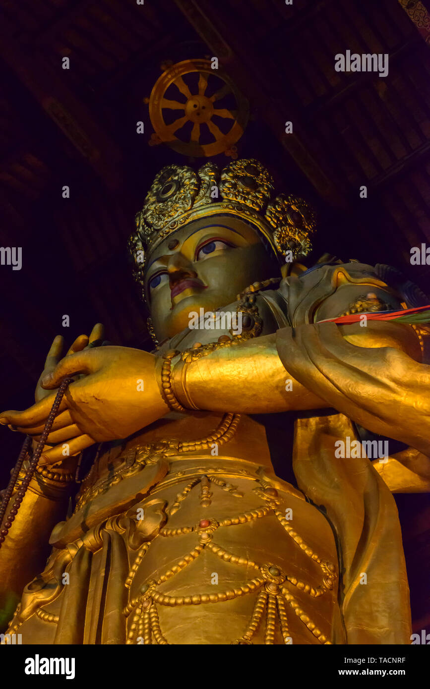The Gandan monastery in Ulaanbaatar, Mongolia. Avalokiteśvara. Tallest