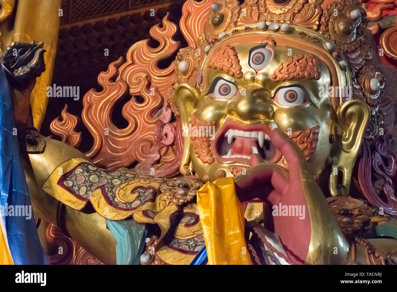 The Gandan monastery in Ulaanbaatar, Mongolia. Gongor,the protector at