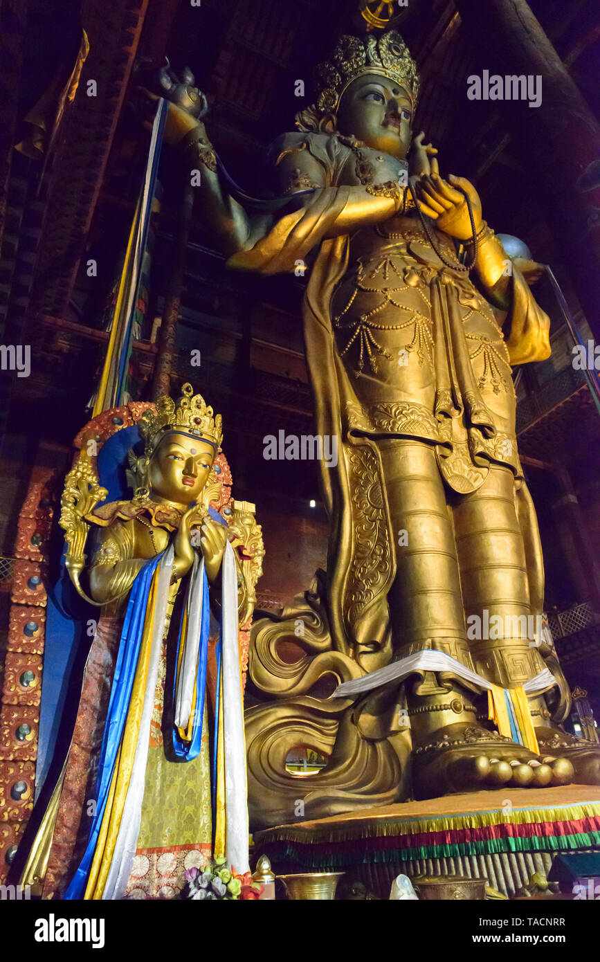 The Gandan monastery in Ulaanbaatar, Mongolia. Avalokiteśvara. Tallest