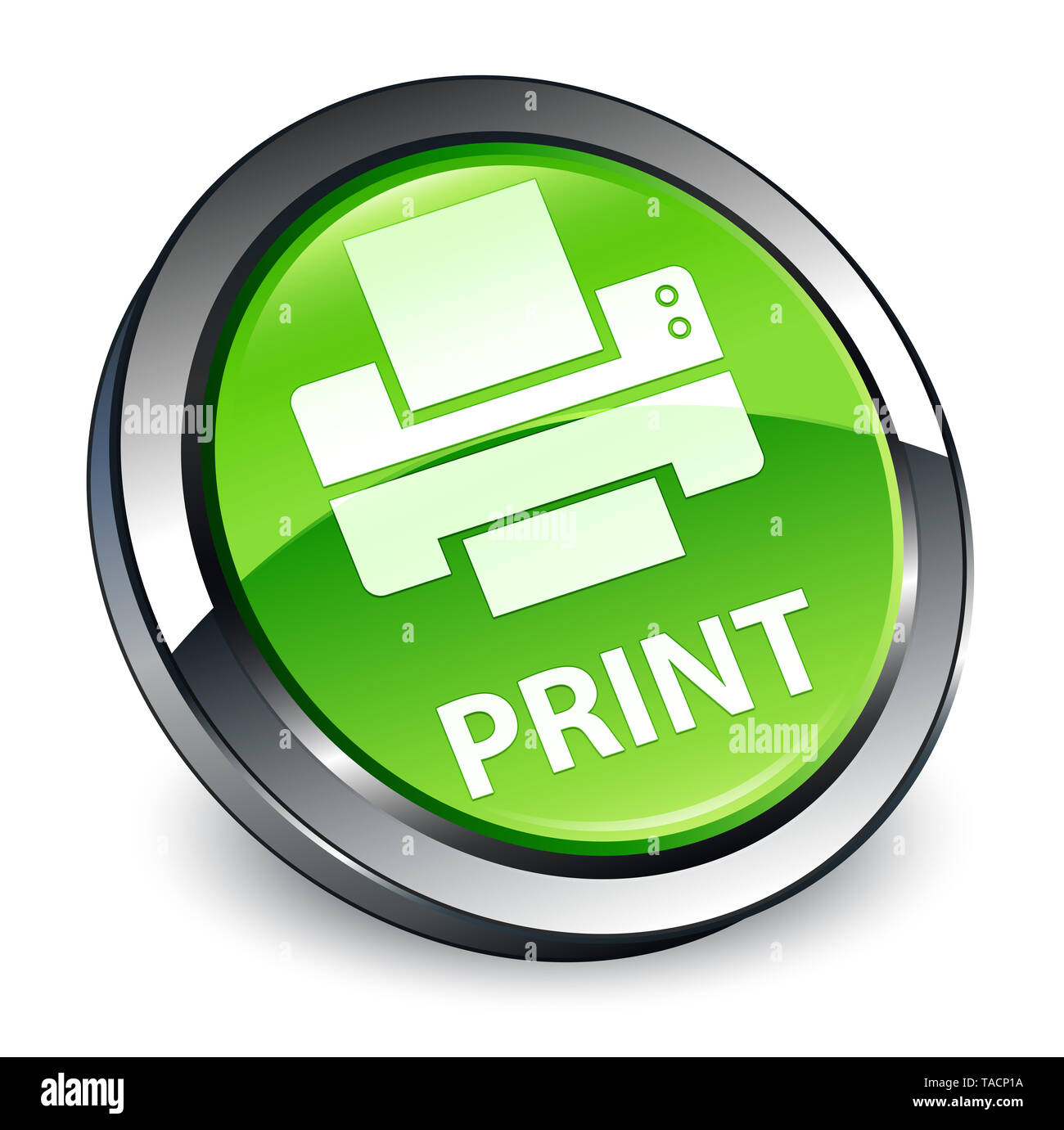 Print (printer icon) isolated on 3d green round button abstract  illustration Stock Photo - Alamy
