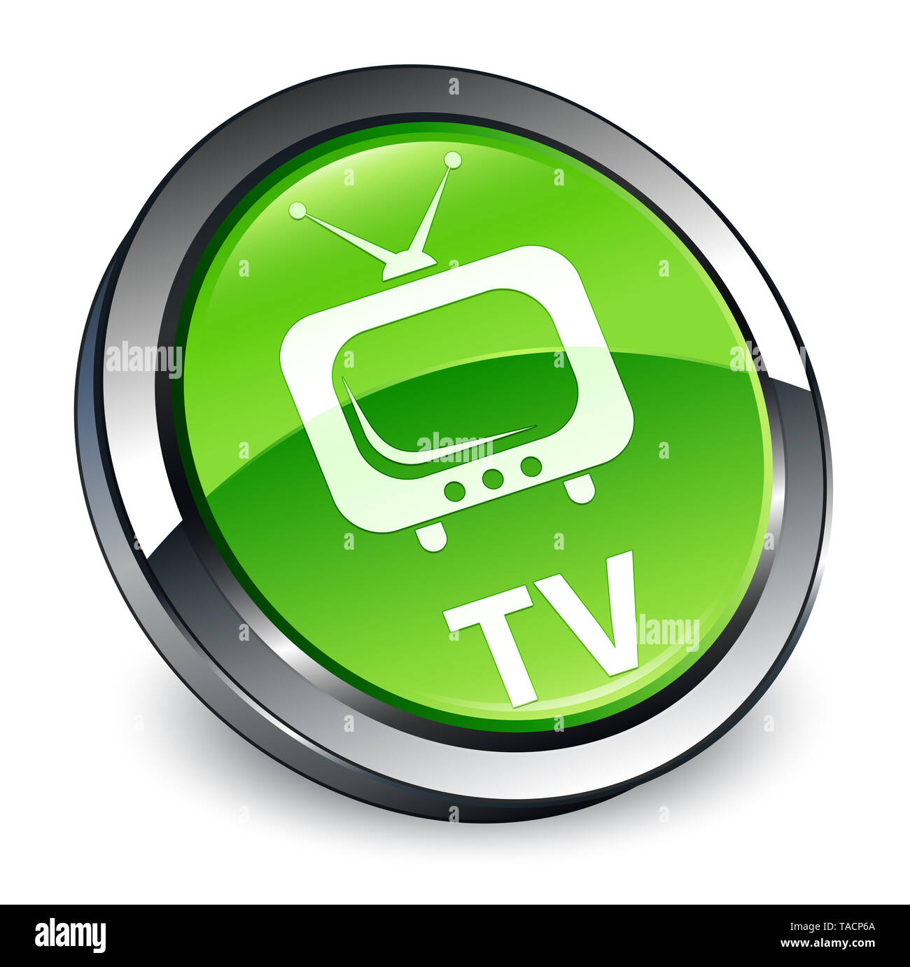 TV isolated on 3d green round button abstract illustration Stock Photo ...