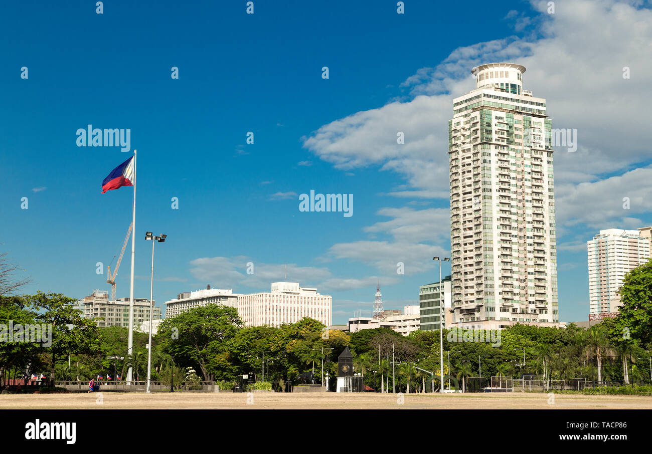 View from Rizal park (Luneta), Manila, Philippines Stock Photo
