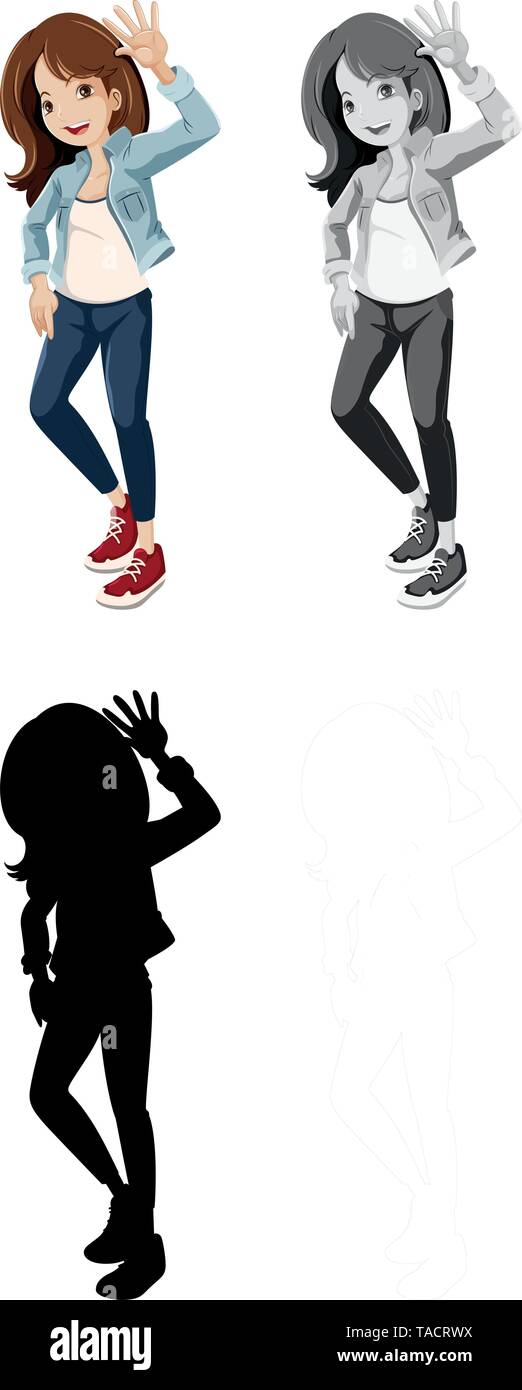 Set of young woman character illustration Stock Vector Image & Art - Alamy