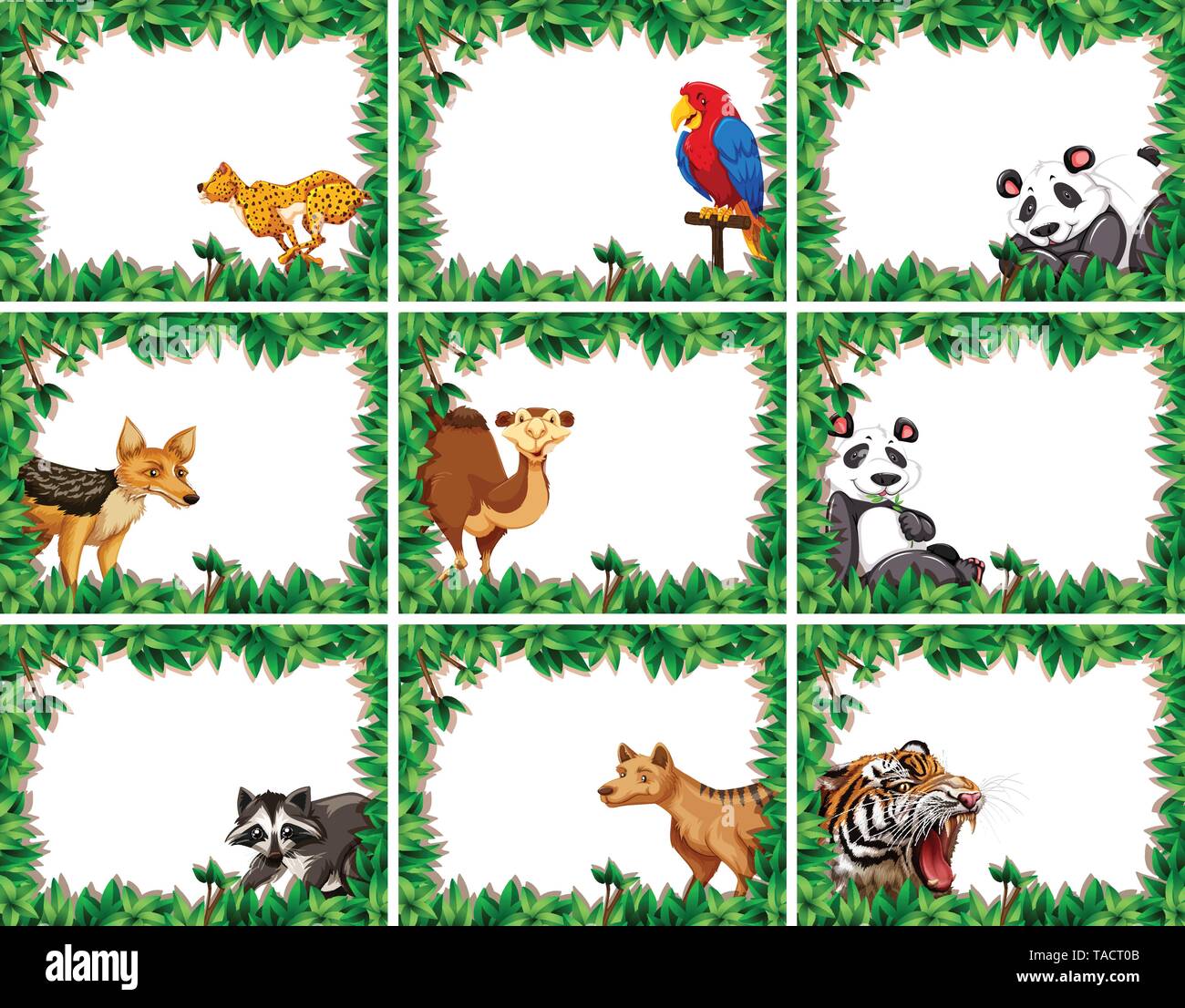 Set Of Animal On Nature Border Illustration Stock Vector Image & Art 