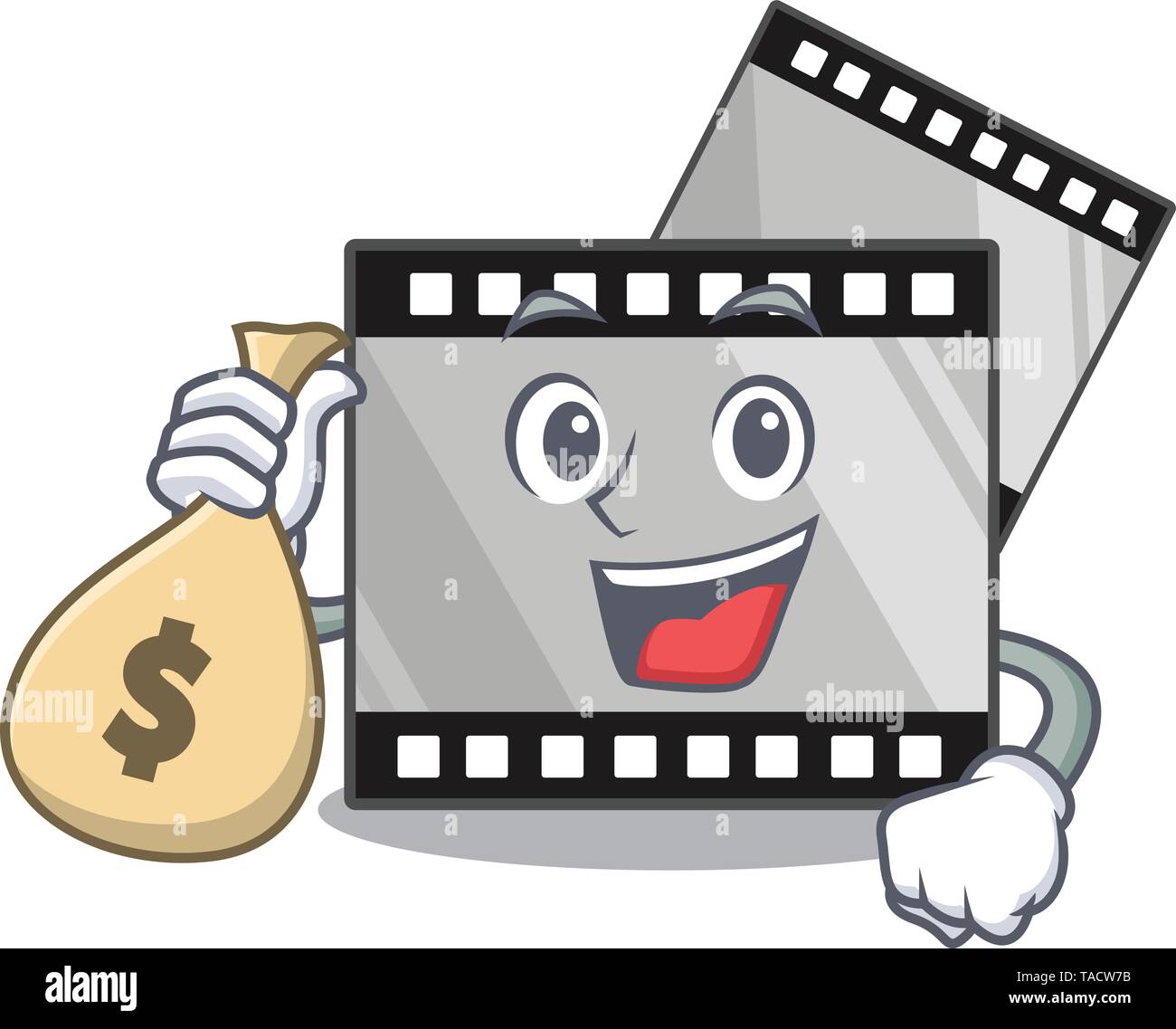 With money bag film stirep isolated in the mascot Stock Vector Image