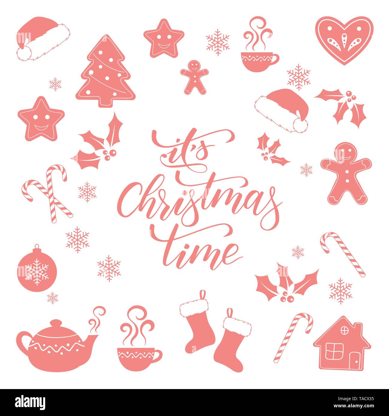 Its Christmas time brush calligraphy Stock Vector