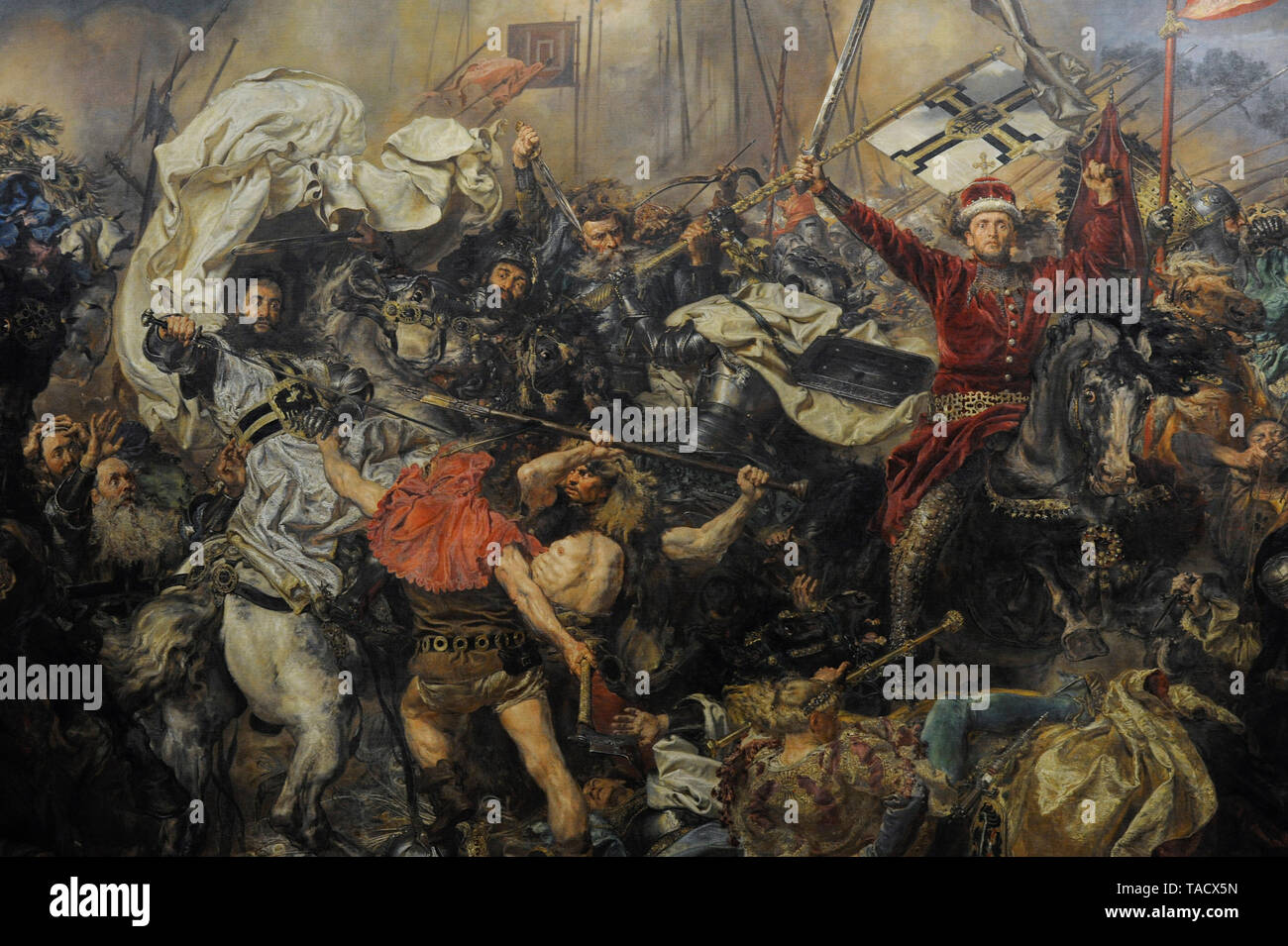 Polish-Lithuanian-Teutonic War (1409-1411). Conflict between Kingdom of Poland and Grand Duchy of Lithuania against the Teutonic Knights. Painting depicting the Battle of Grunwald (Tannenberg) (15 July, 1410), 1878, by Jan Matejko (1838-1893). Detail, Vytautas the Great (1350-1430) Grand Duke of Lithuania. National Museum. Warsaw. Poland. Stock Photo