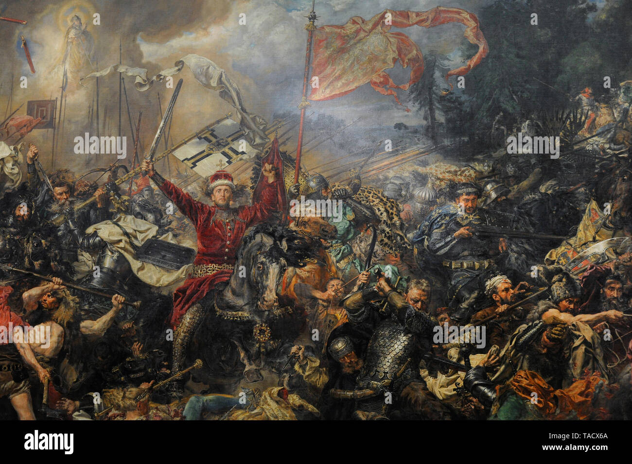 Polish-Lithuanian-Teutonic War (1409-1411). Conflict between Kingdom of Poland and Grand Duchy of Lithuania against the Teutonic Knights. Painting depicting the Battle of Grunwald (Tannenberg) (15 July, 1410), 1878, by Jan Matejko (1838-1893). Detail, Vytautas the Great (1350-1430) Grand Duke of Lithuania. National Museum. Warsaw. Poland. Stock Photo