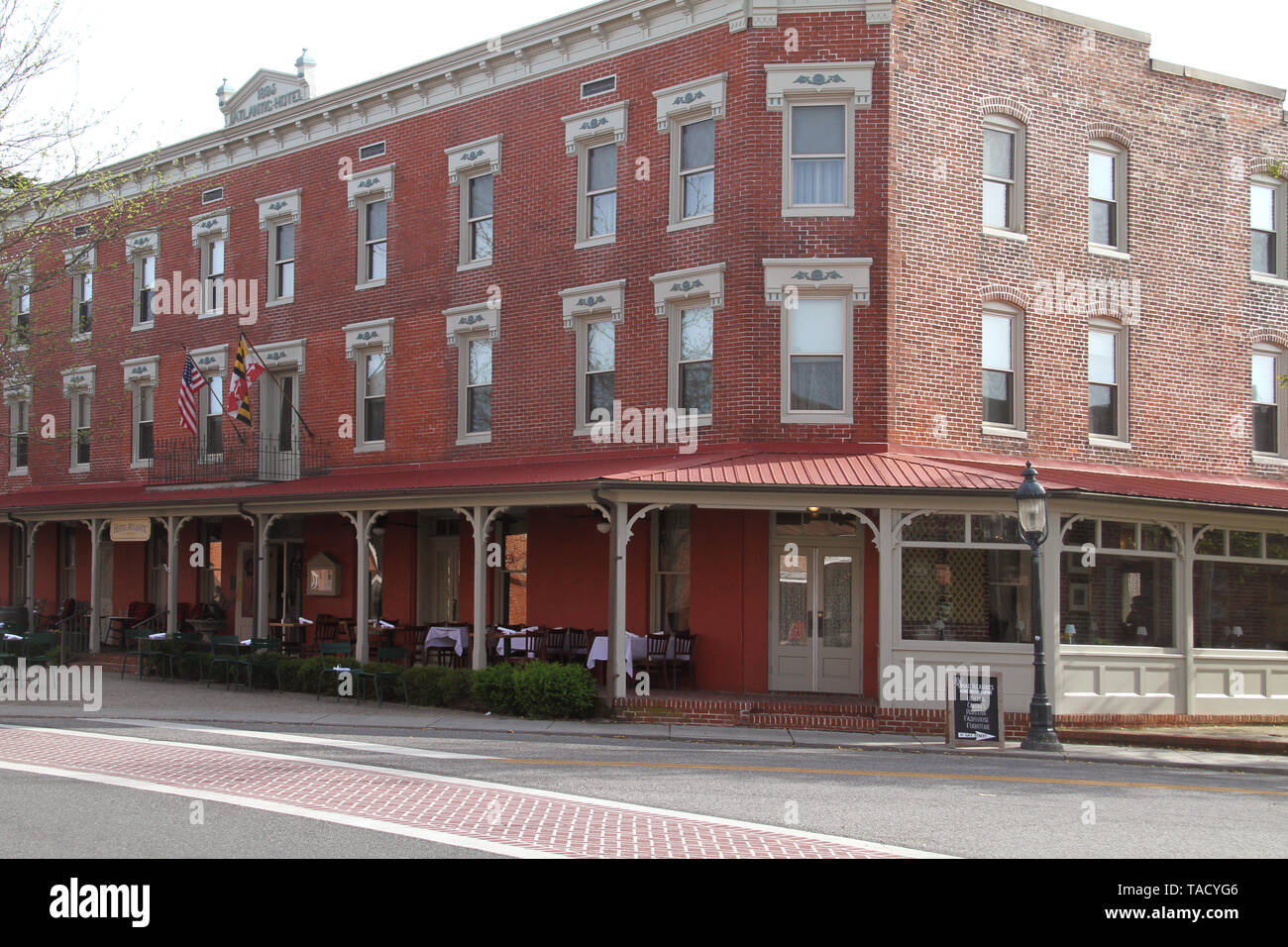The historical Atlantic Hotel in downtown Berlin, MD, USA Stock Photo
