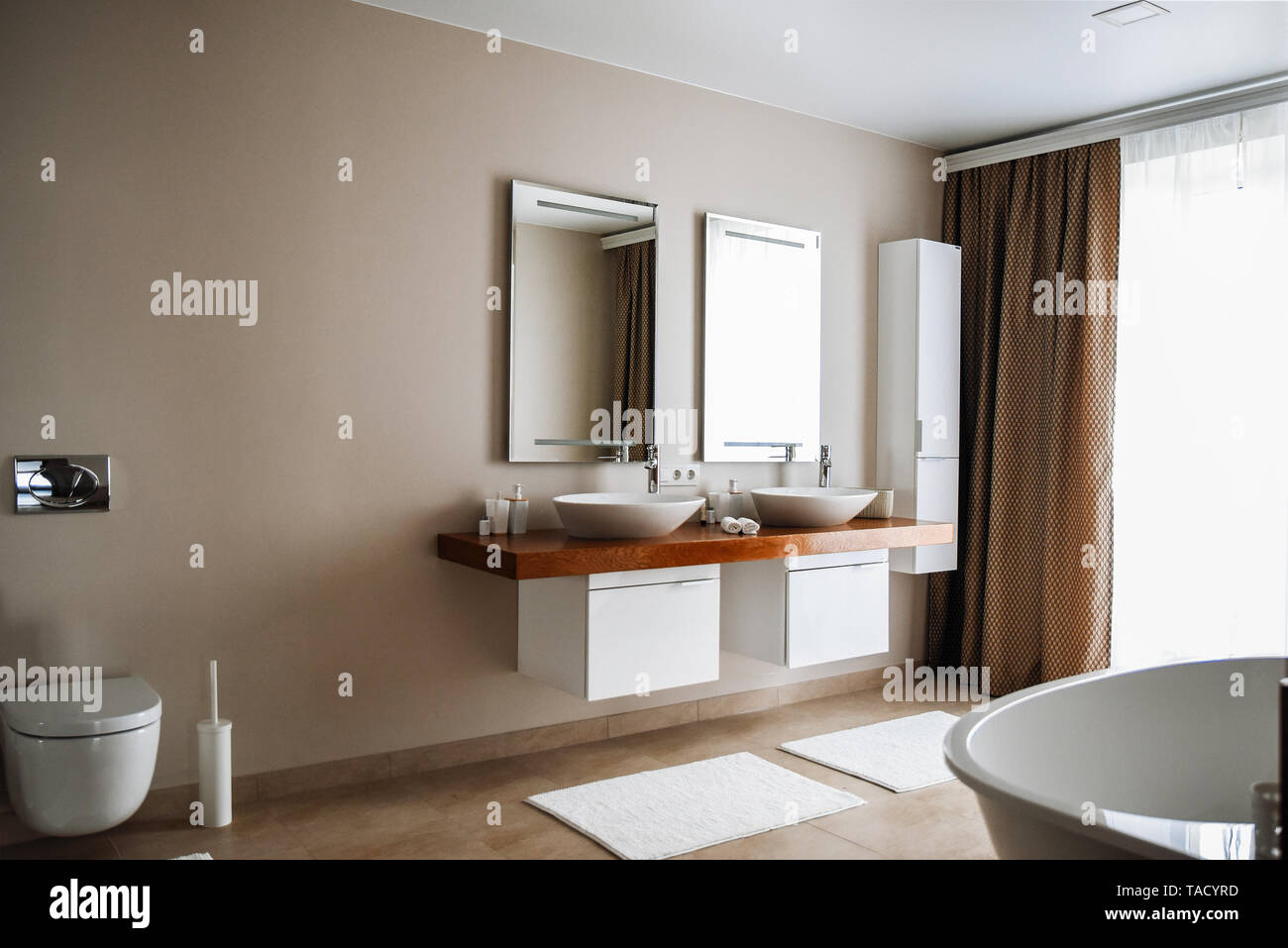 Contemporary Bathroom Interior Great Design Modern Bathroom Interior Nobody Inside Wood Texture Stock Photo Alamy