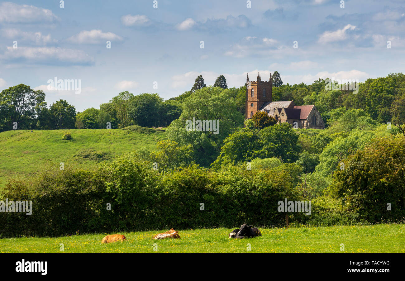 The 13th Century Sandstone Church at Hanbury in Worcestershire, England Stock Photo
