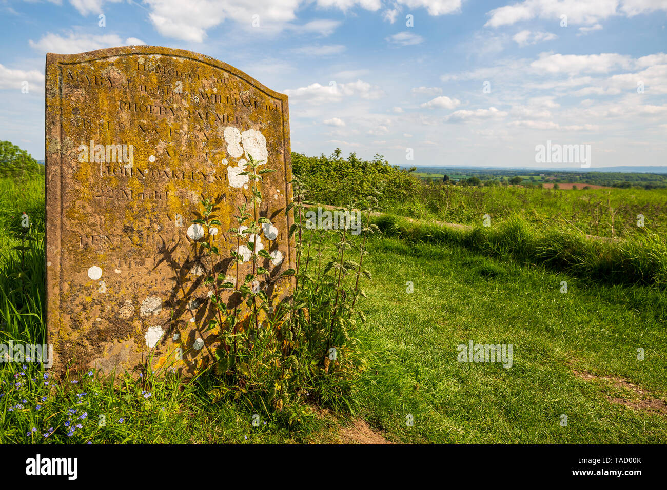 A gravestone at Hanbury Church in Worcestershire, England Stock Photo