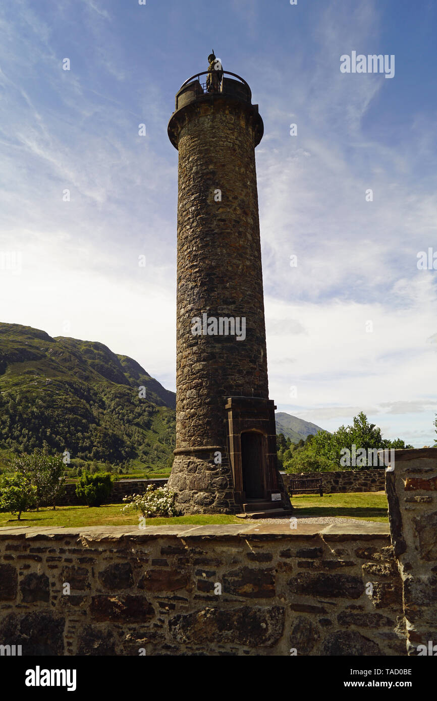 The Glenfinnan Monument is located on the shores of Loch Shiel. It was built in 1815 to mark the