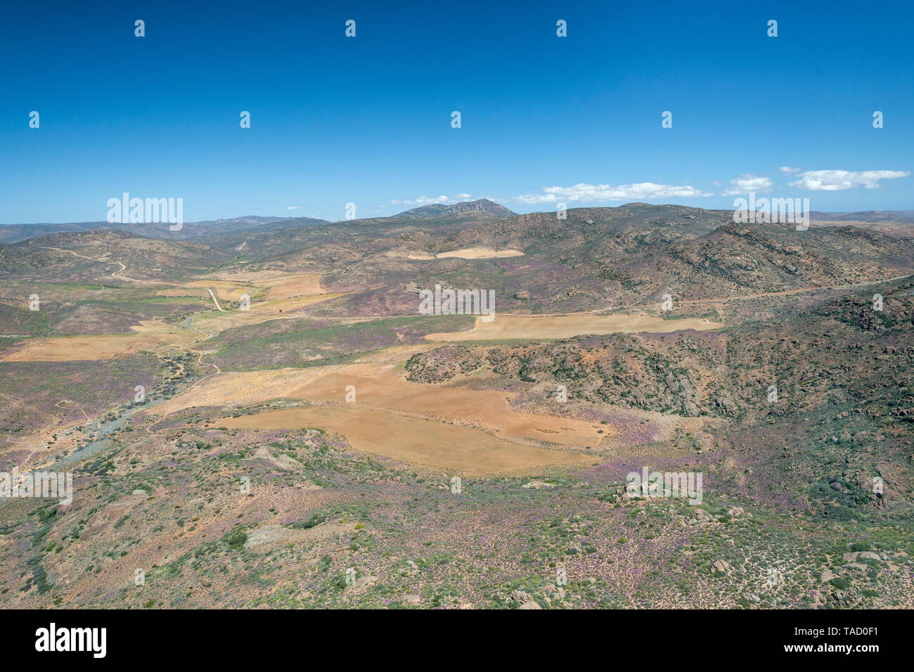 Aerial view of the terrain near the Namaqua National park in the Northern Cape Province of South Africa. Stock Photo