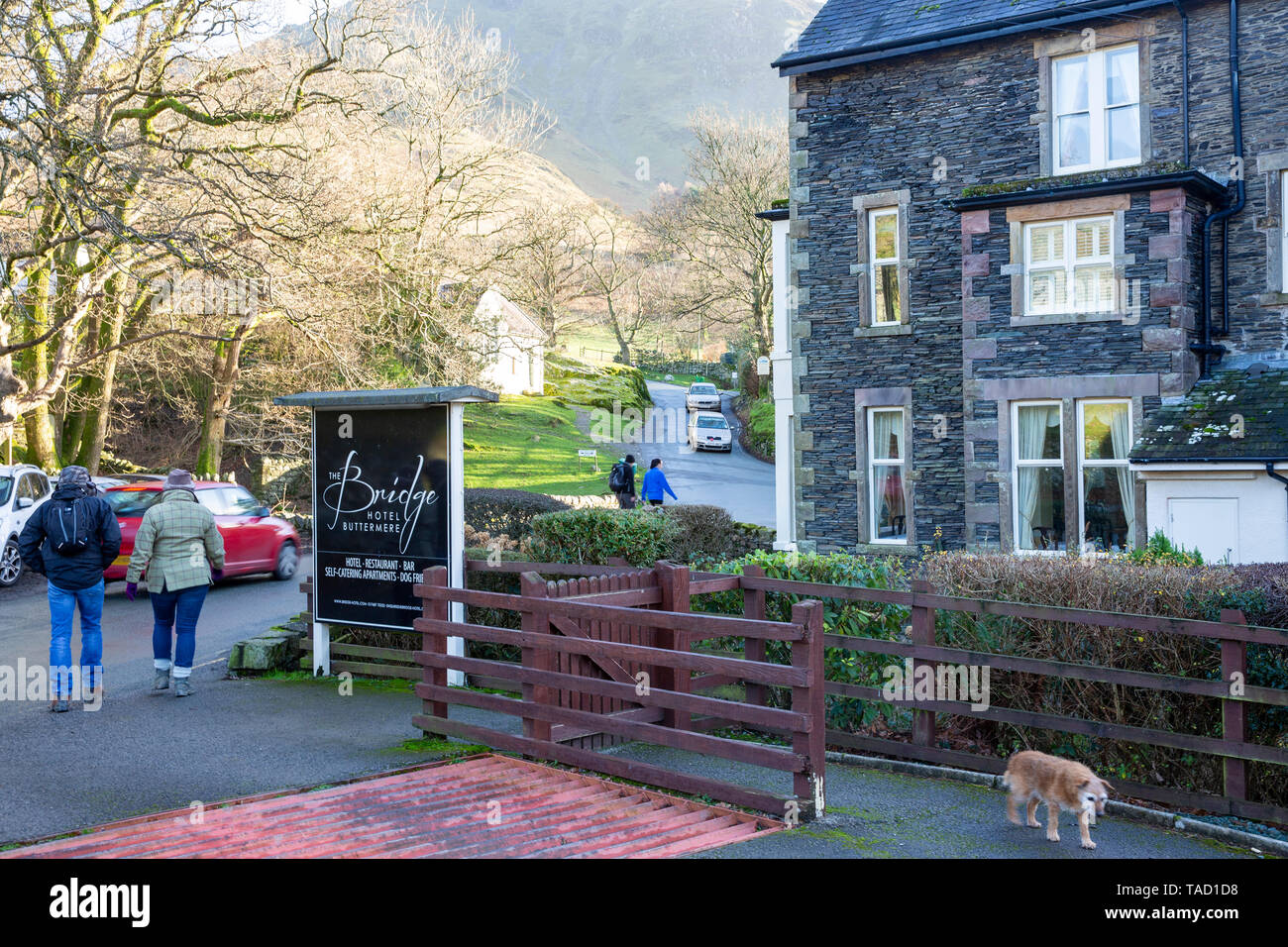 Walkers at Bridge bar and restaurant at Lake Buttermere, Lake District