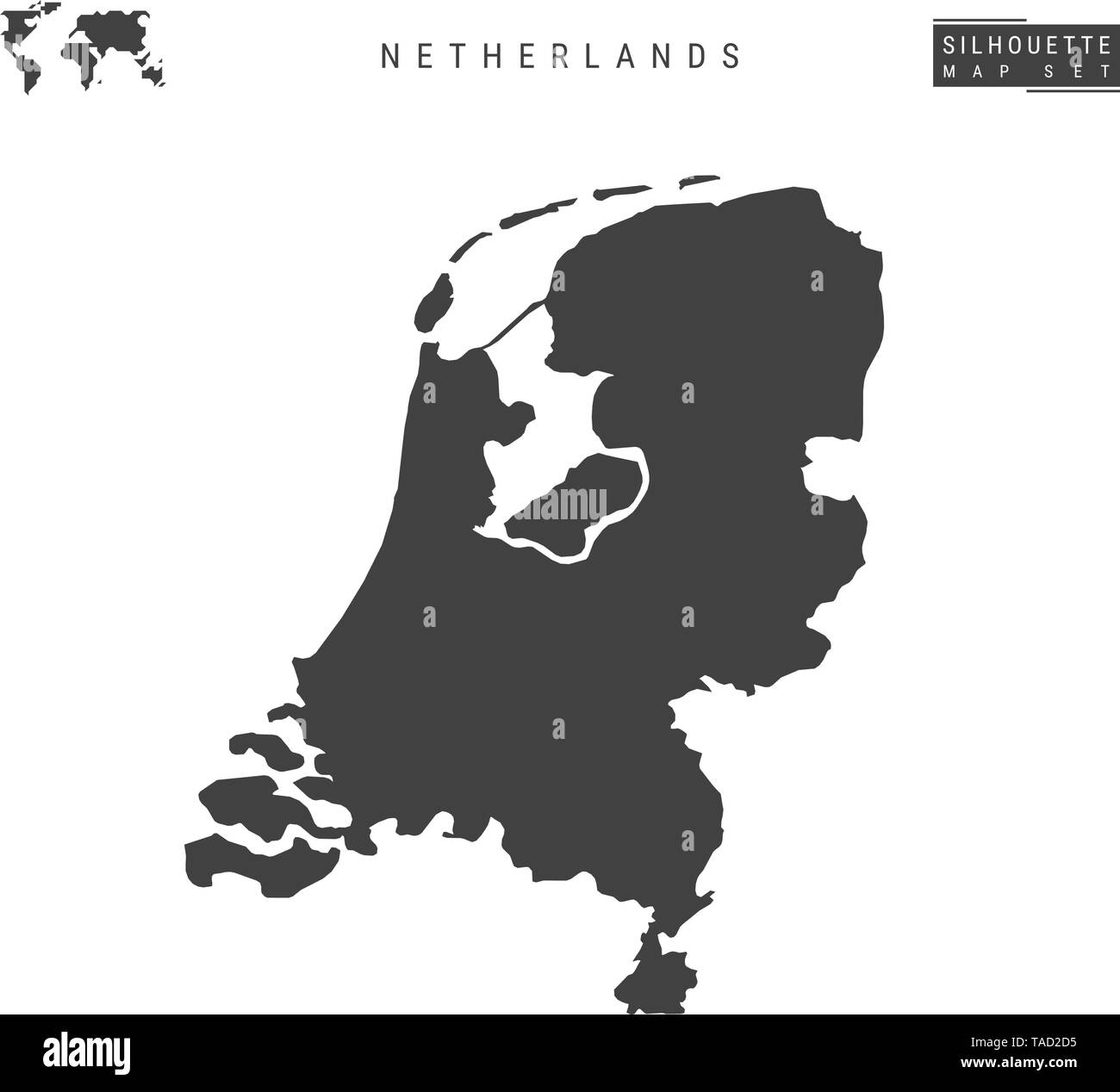 Netherlands Vector Map Isolated on White Background. High-Detailed ...
