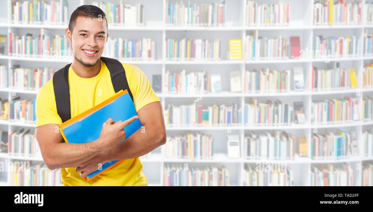 Student Education Showing Pointing Marketing Ad Advert Young Man