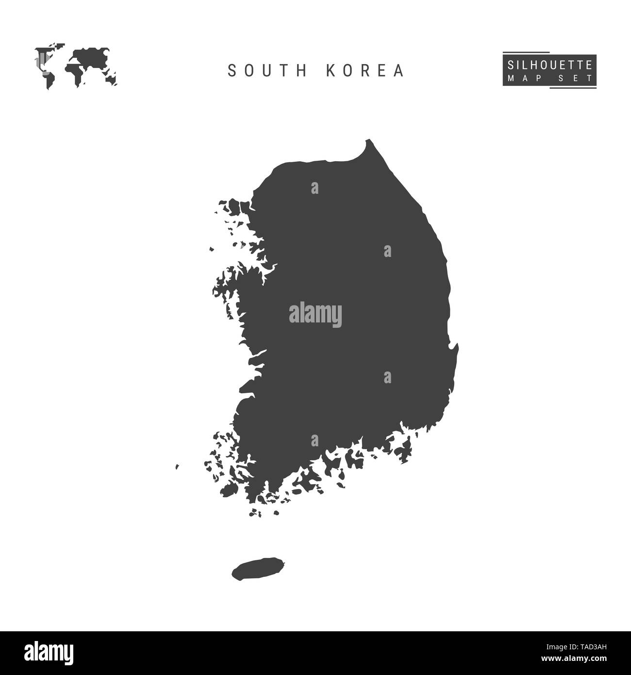 South Korea Blank Map Isolated On White Background High Detailed Black South Korea Blank Map Isolated On White Background High Detailed Black Silhouette Map Of South Korea TAD3AH