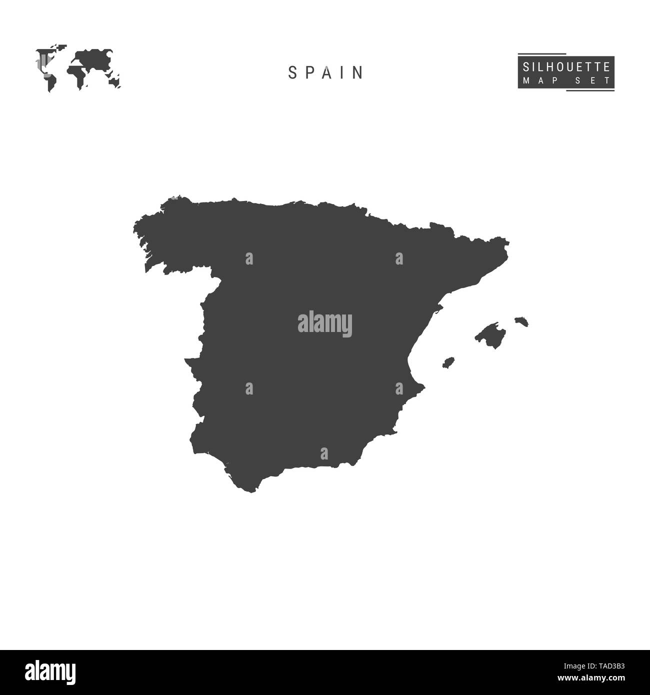 Spain Blank Map Isolated On White Background High Detailed Black Spain Blank Map Isolated On White Background High Detailed Black Silhouette Map Of Spain TAD3B3